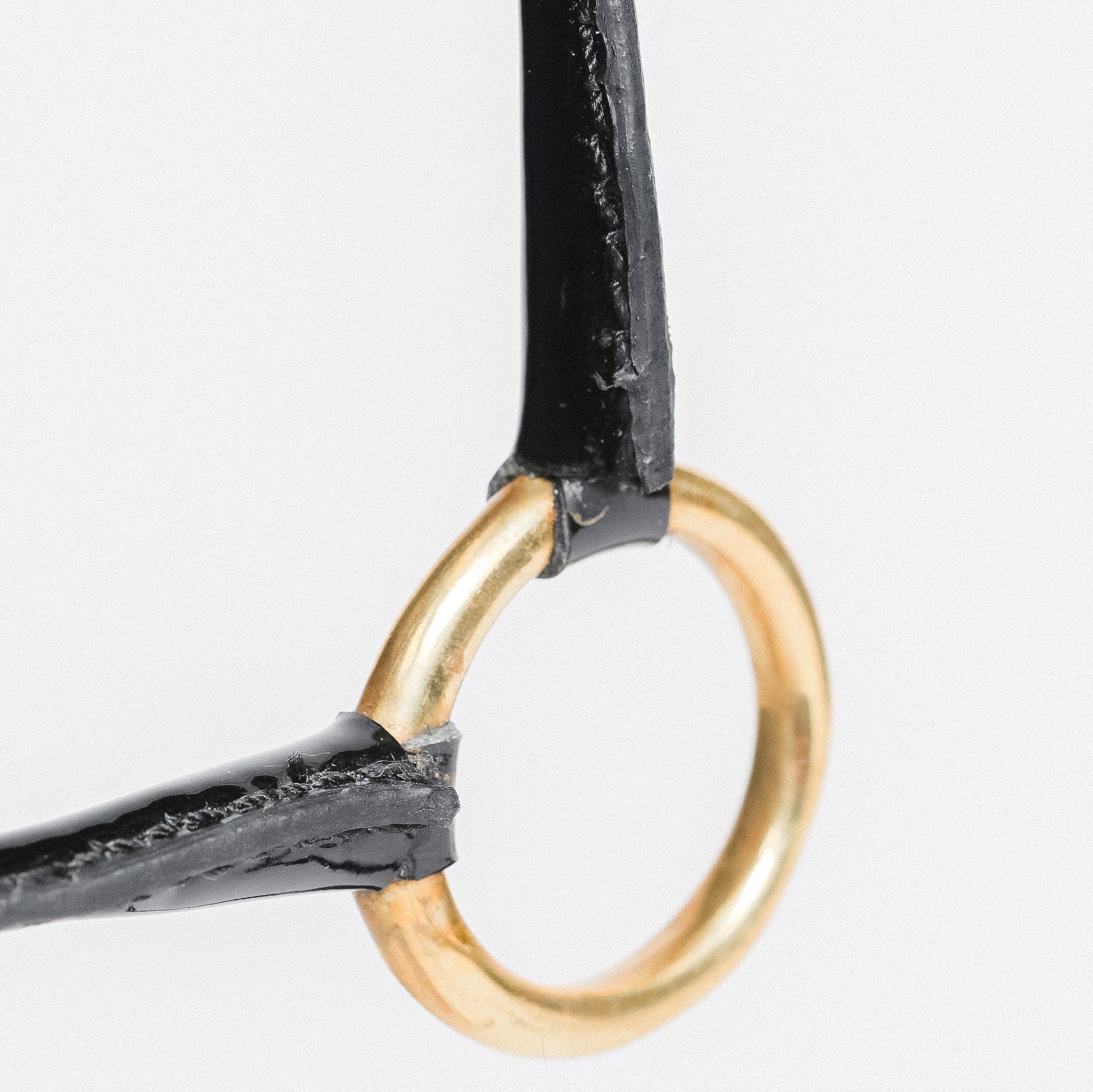 Close-up of the gold ring detail on an Arabian Show Cable Halter.