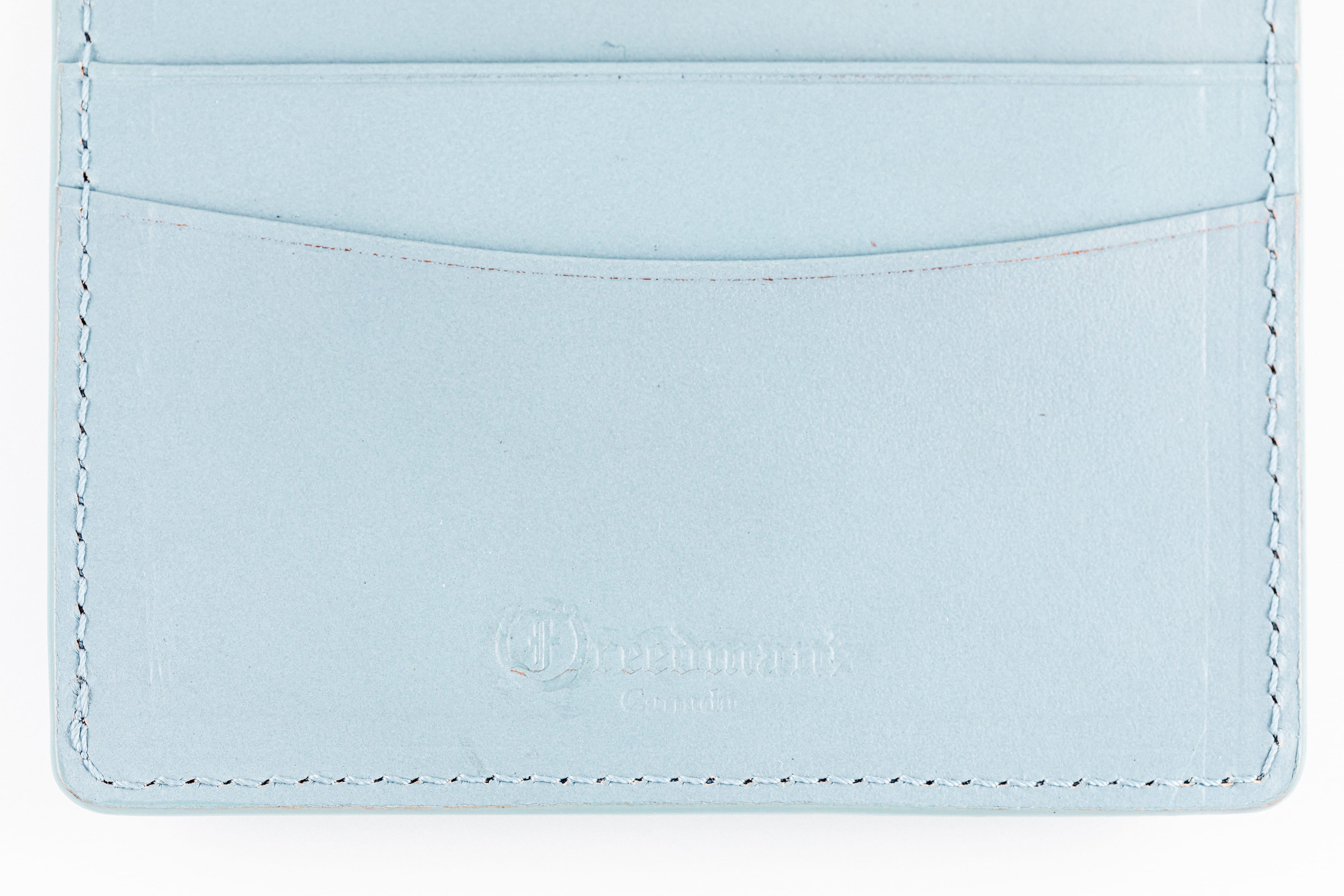 Freedman's Credit Card Holder: Interior View with Multiple Card Slots and Embossed Brand Logo - Ice Blue