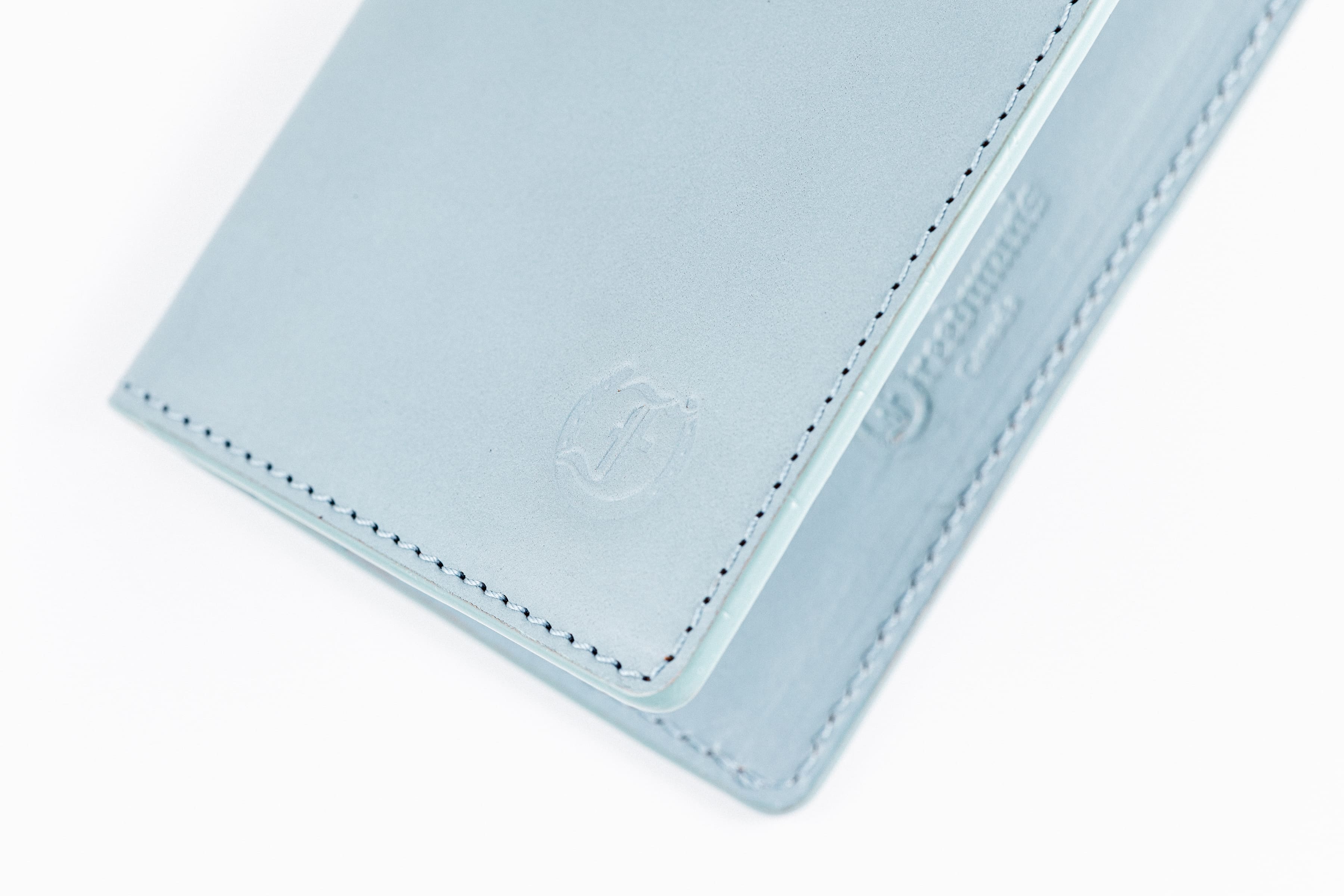 Freedman's Credit Card Holder: Logo Detail on Ice Blue Leather
