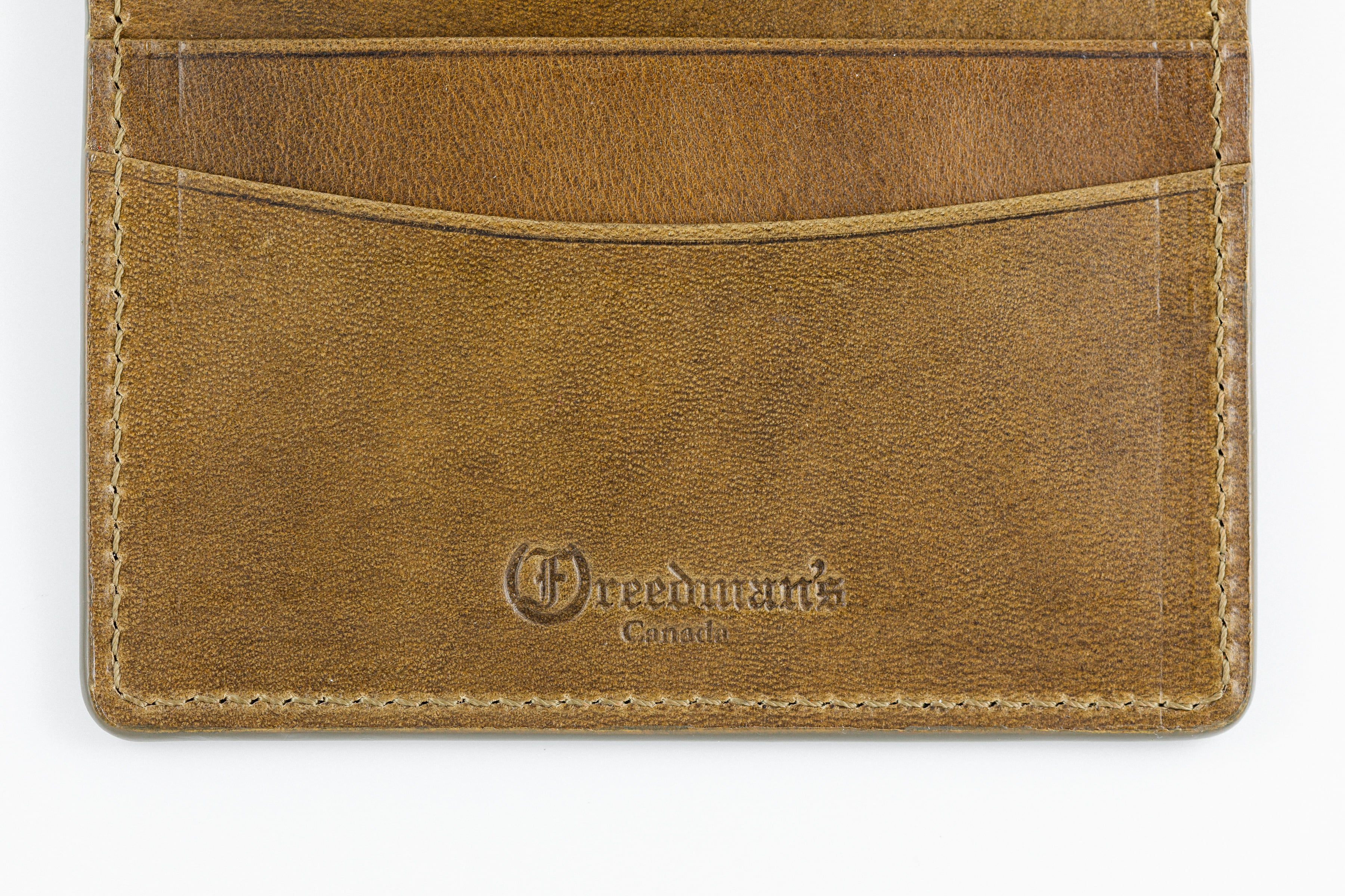 Freedman's Credit Card Holder: Interior View with Multiple Card Slots and Embossed Brand Logo - Olive