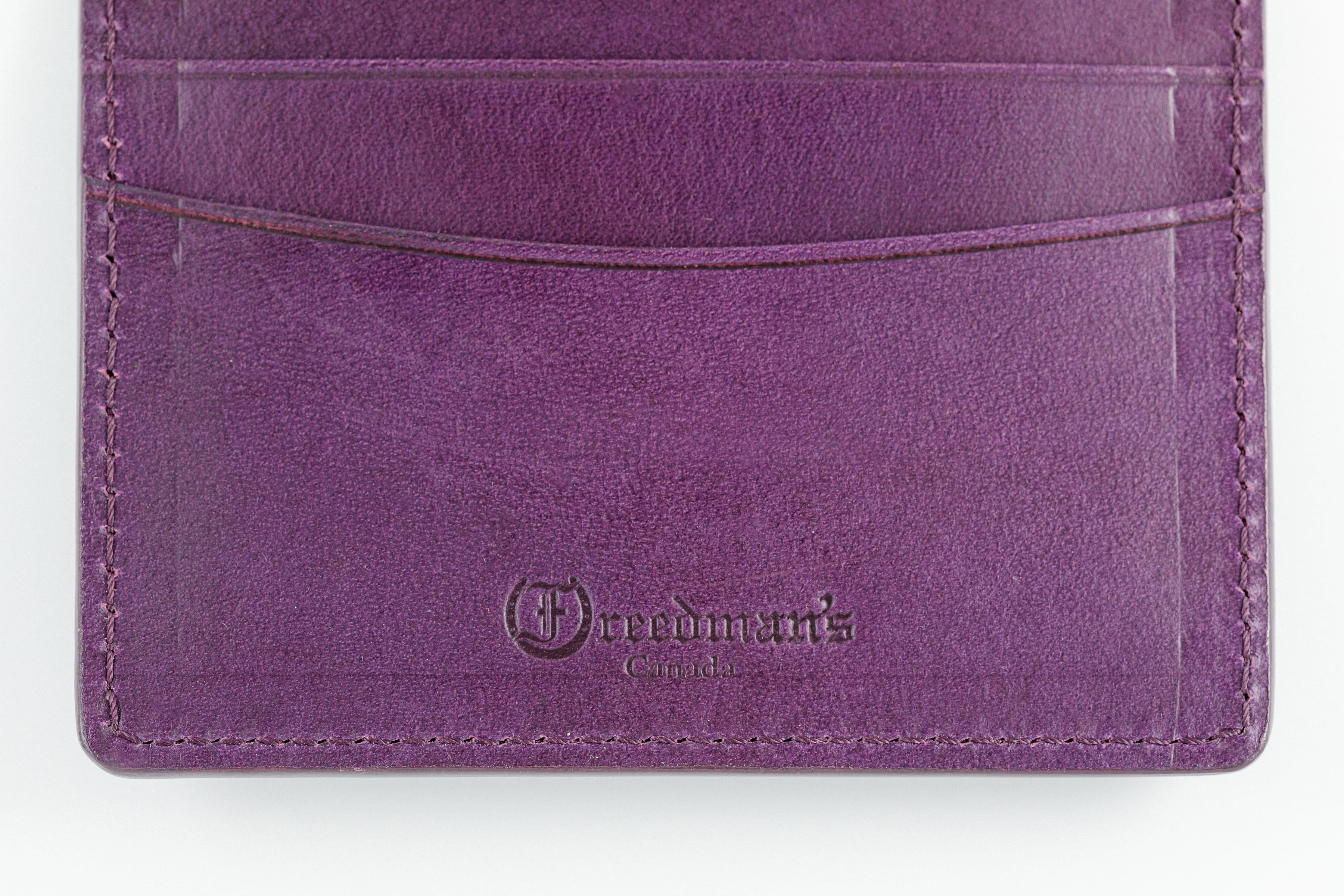 Freedman's Credit Card Holder: Interior View with Multiple Card Slots and Embossed Brand Logo - Purple