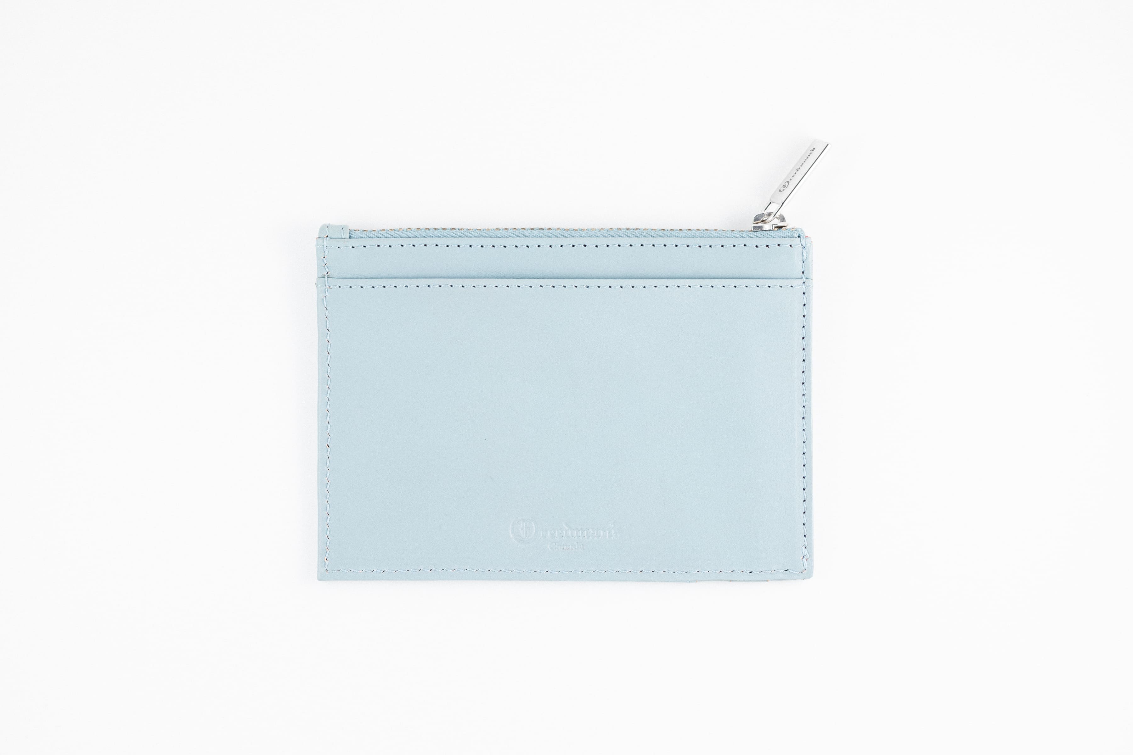 Freedman's Credit Card Zip Top Wallet: Blue Ice Leather Wallet with Zipper Compartment and Card Slots