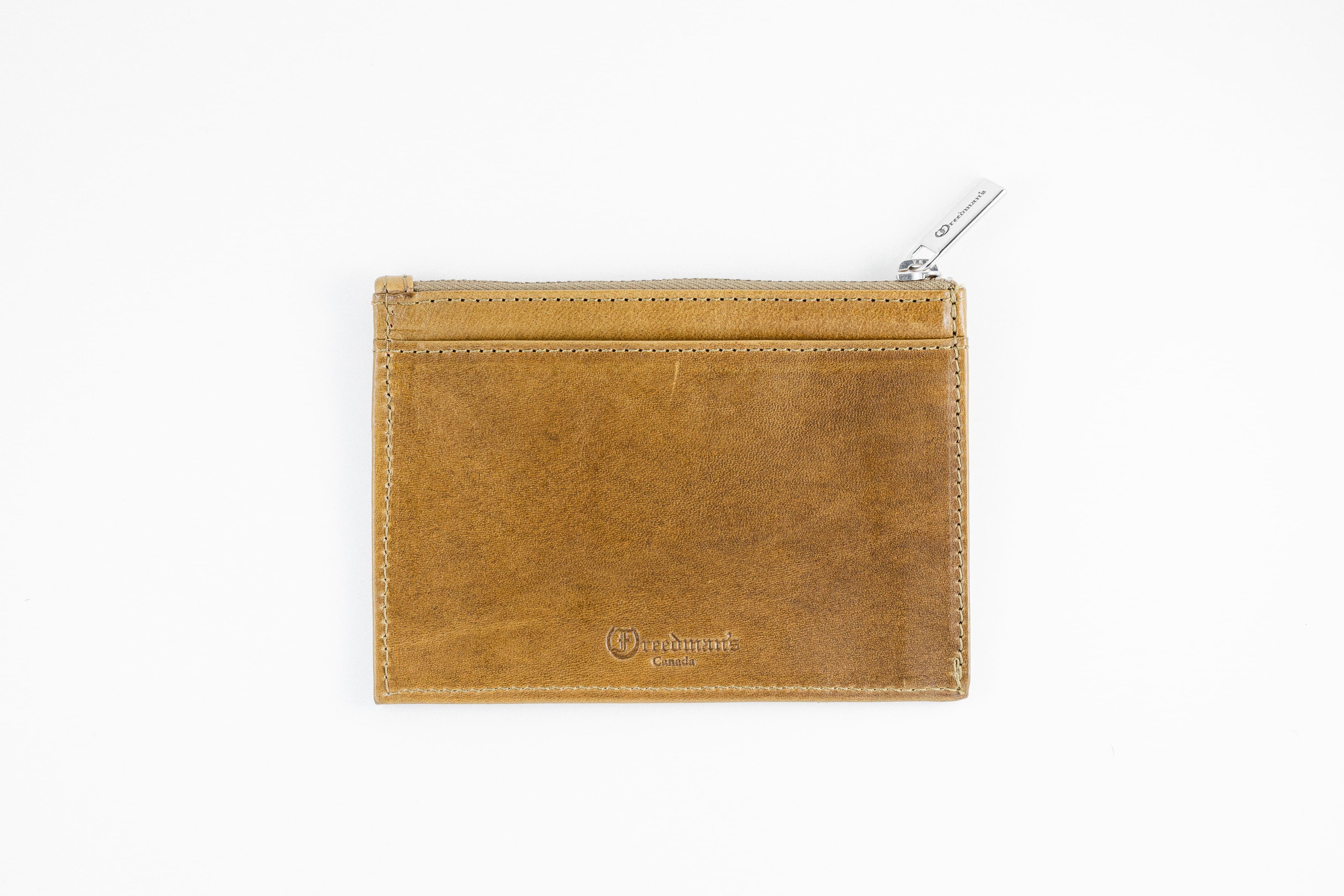 Freedman's Credit Card Zip Top Wallet: Olive Leather Wallet with Zipper Compartment and Card Slots