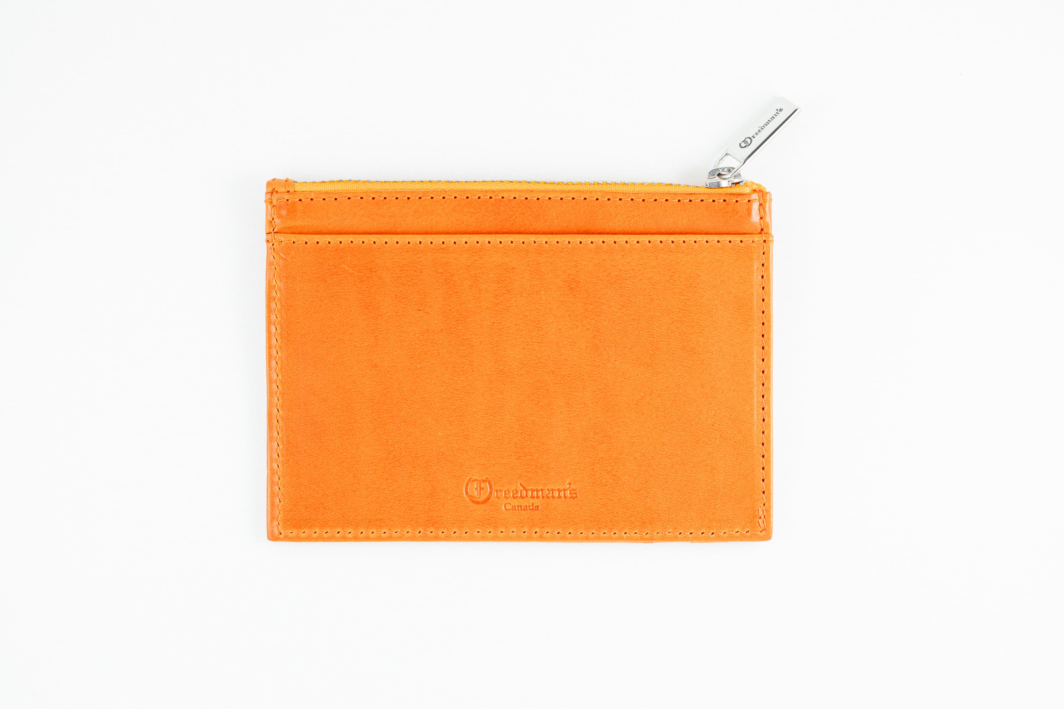 Freedman's Credit Card Zip Top Wallet: Orange Leather Wallet with Zipper Compartment and Card Slots