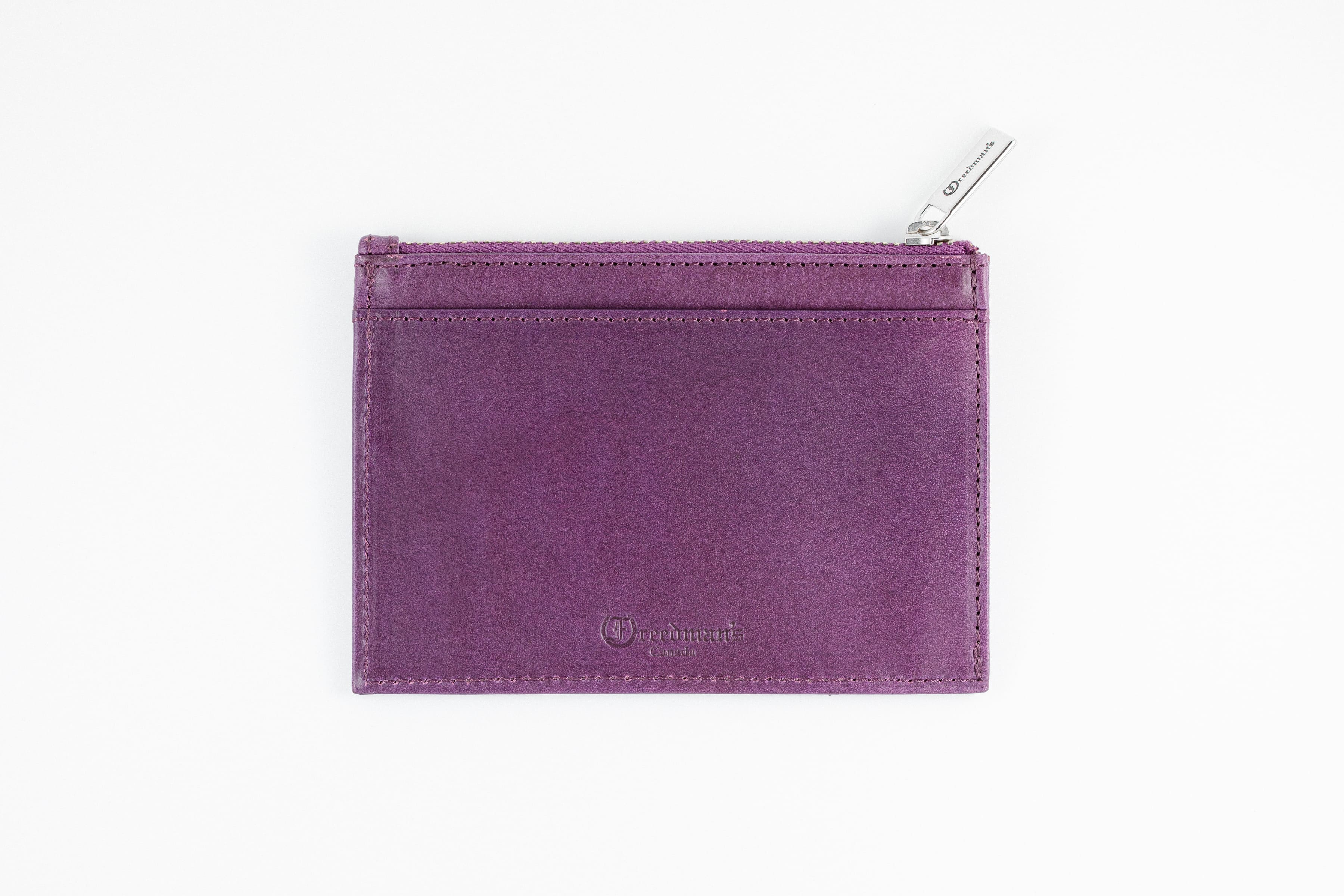 Freedman's Credit Card Zip Top Wallet: Purple Leather Wallet with Zipper Compartment and Card Slots