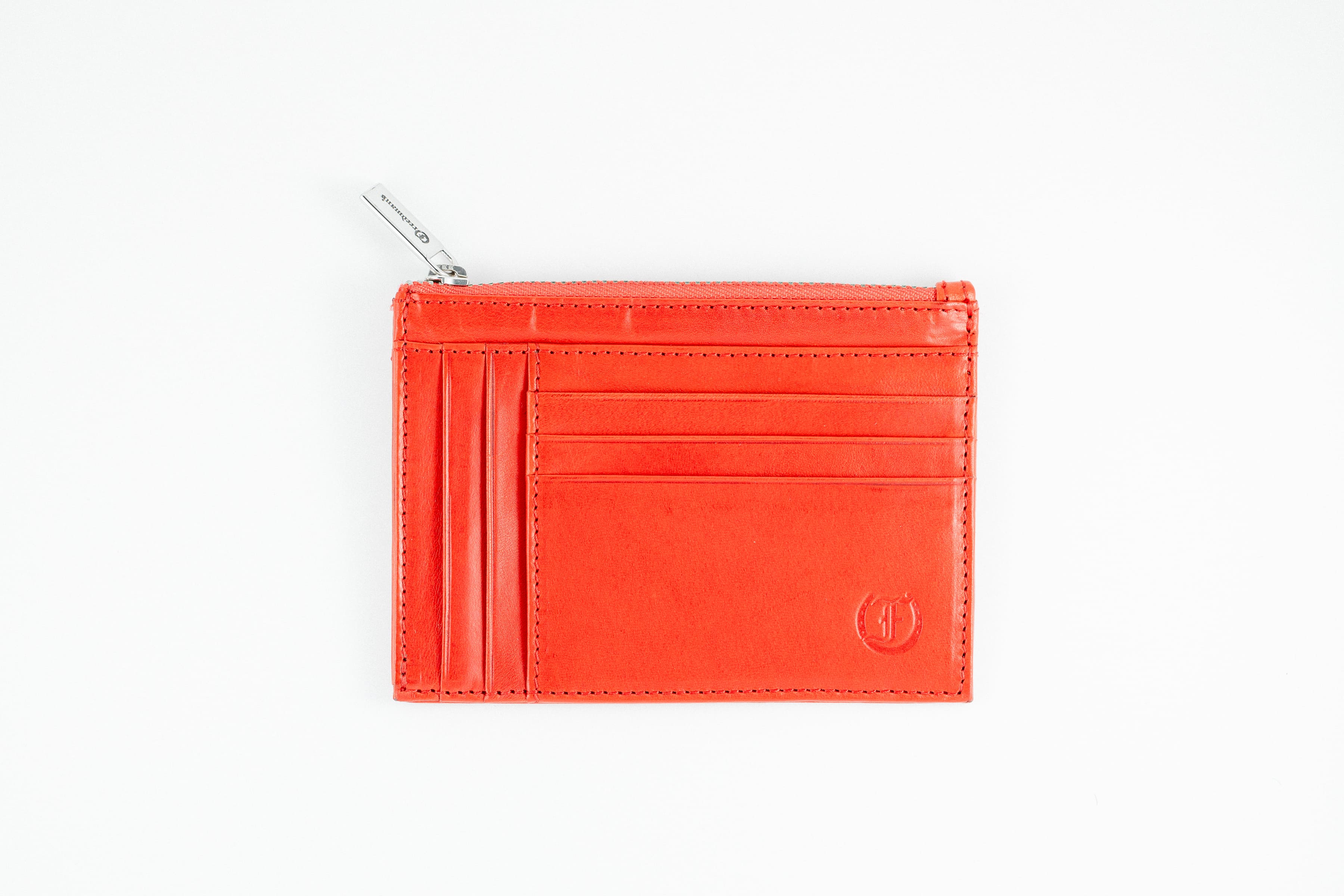 Freedman's Credit Card Zip Top Wallet: Red Leather Wallet with Zipper Compartment and Card Slots