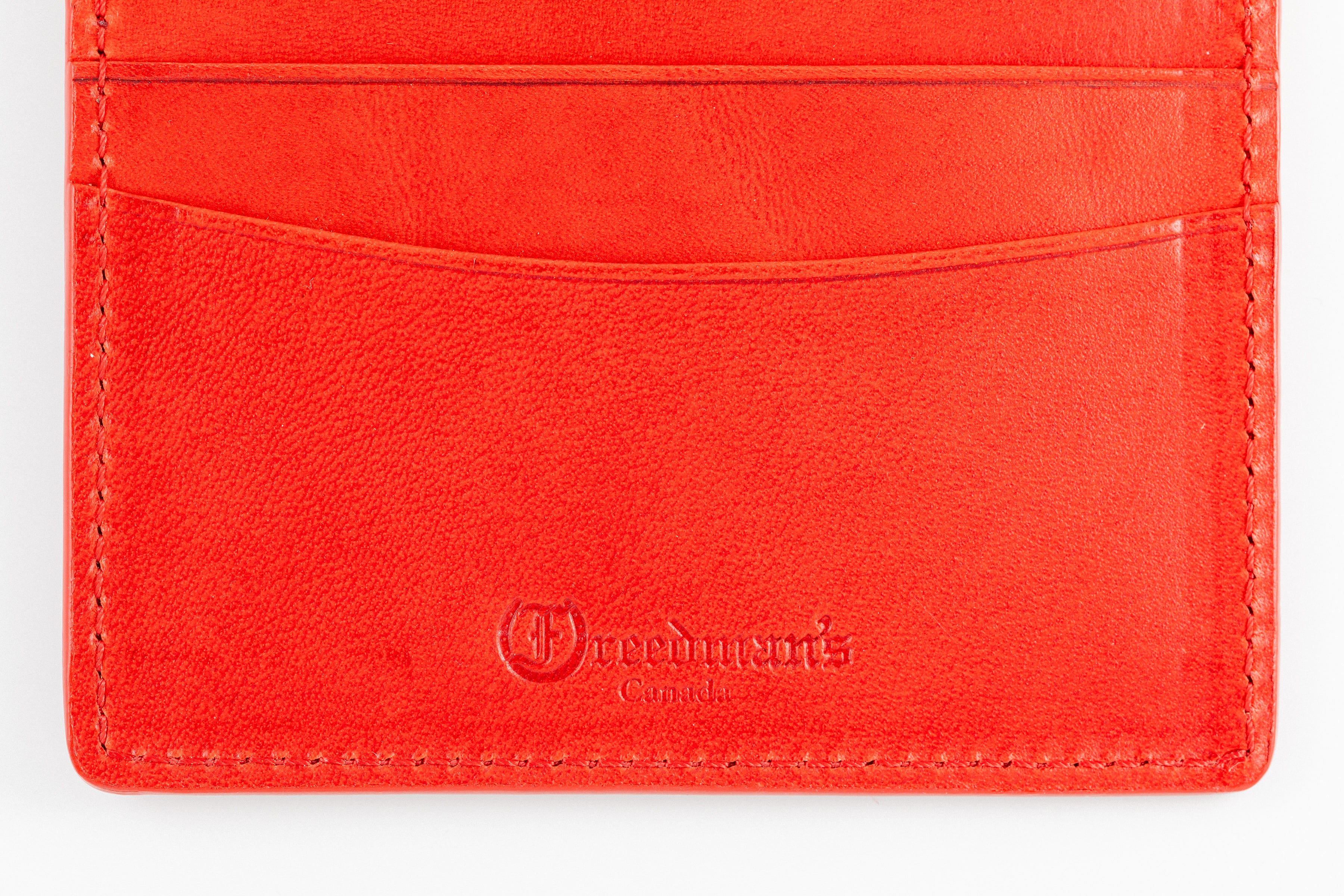 Freedman's Credit Card Holder: Interior View with Multiple Card Slots and Embossed Brand Logo - Red
