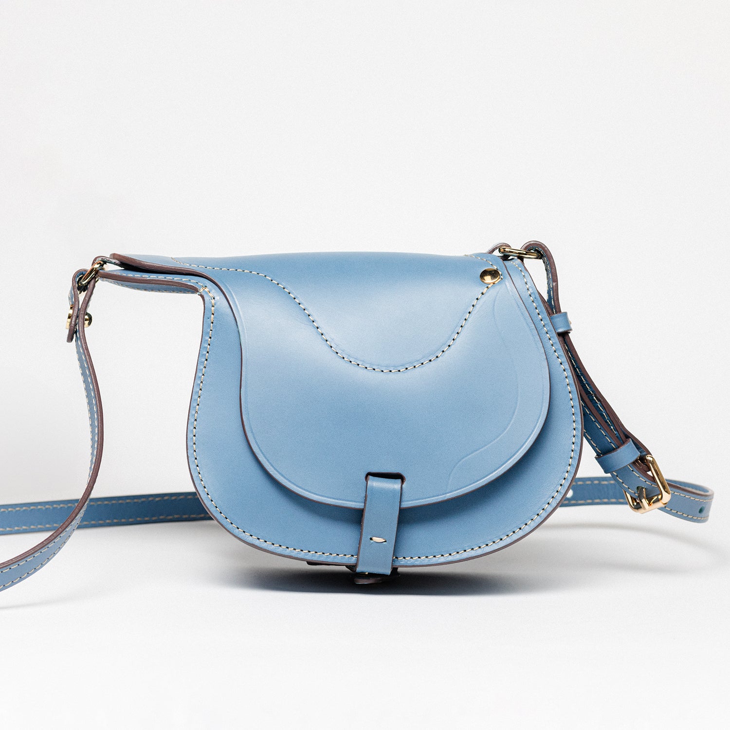 Freedman's Derby Shoulder Bag: Stylish and Functional Handbag, Blue Leather, Saddle-Shaped with Adjustable Strap