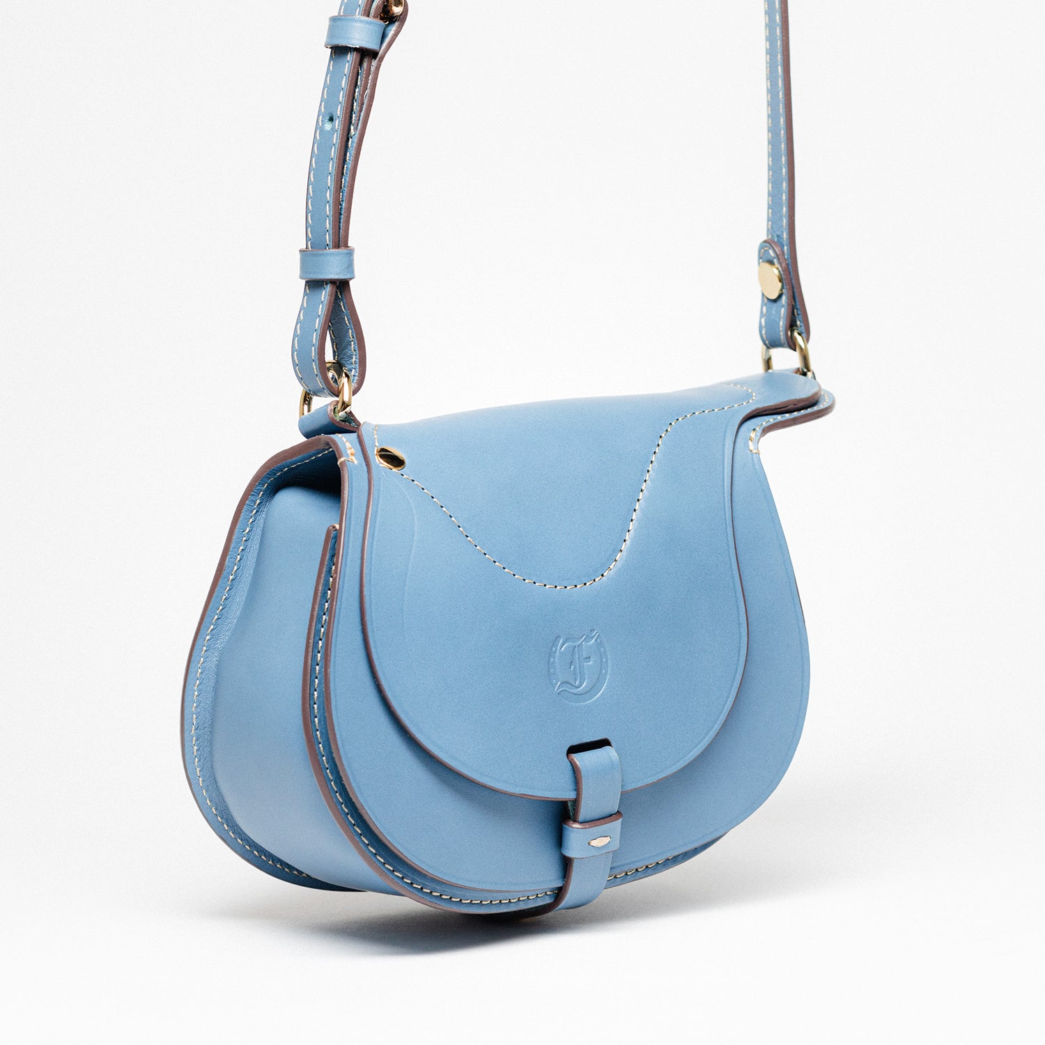 Freedman's Derby Shoulder Bag: Stylish and Functional Handbag, Blue Leather, Saddle-Shaped with Adjustable Strap