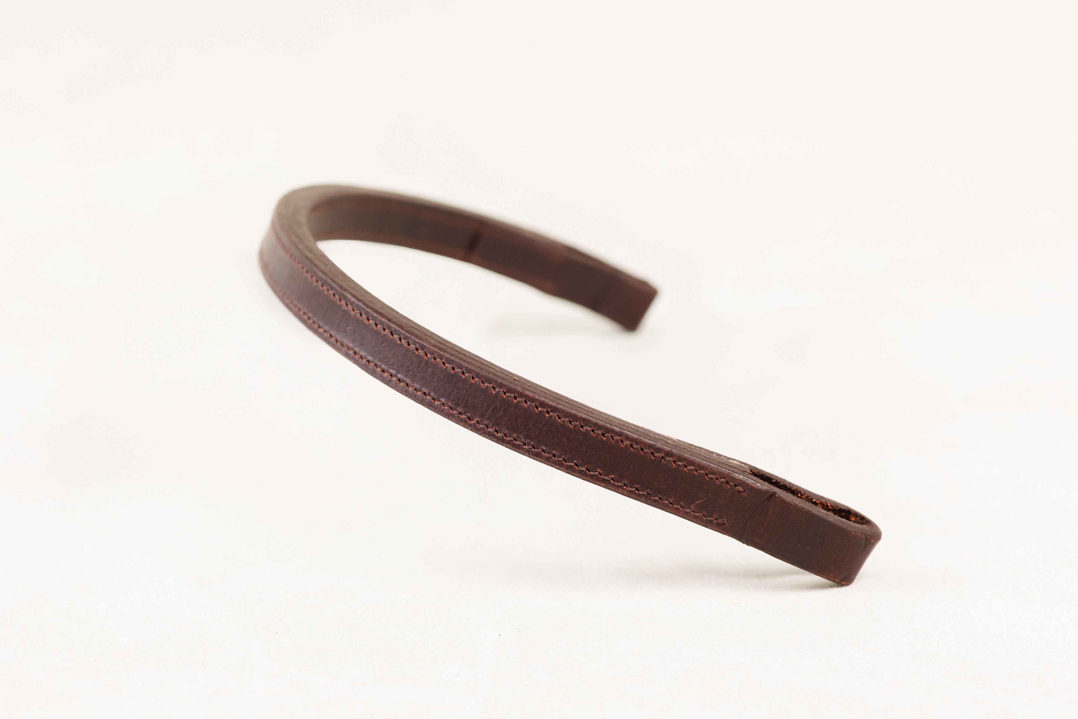 ACTraining Double Leather Brow Band, Brown Leather with Double Stitching, Equestrian Accessory