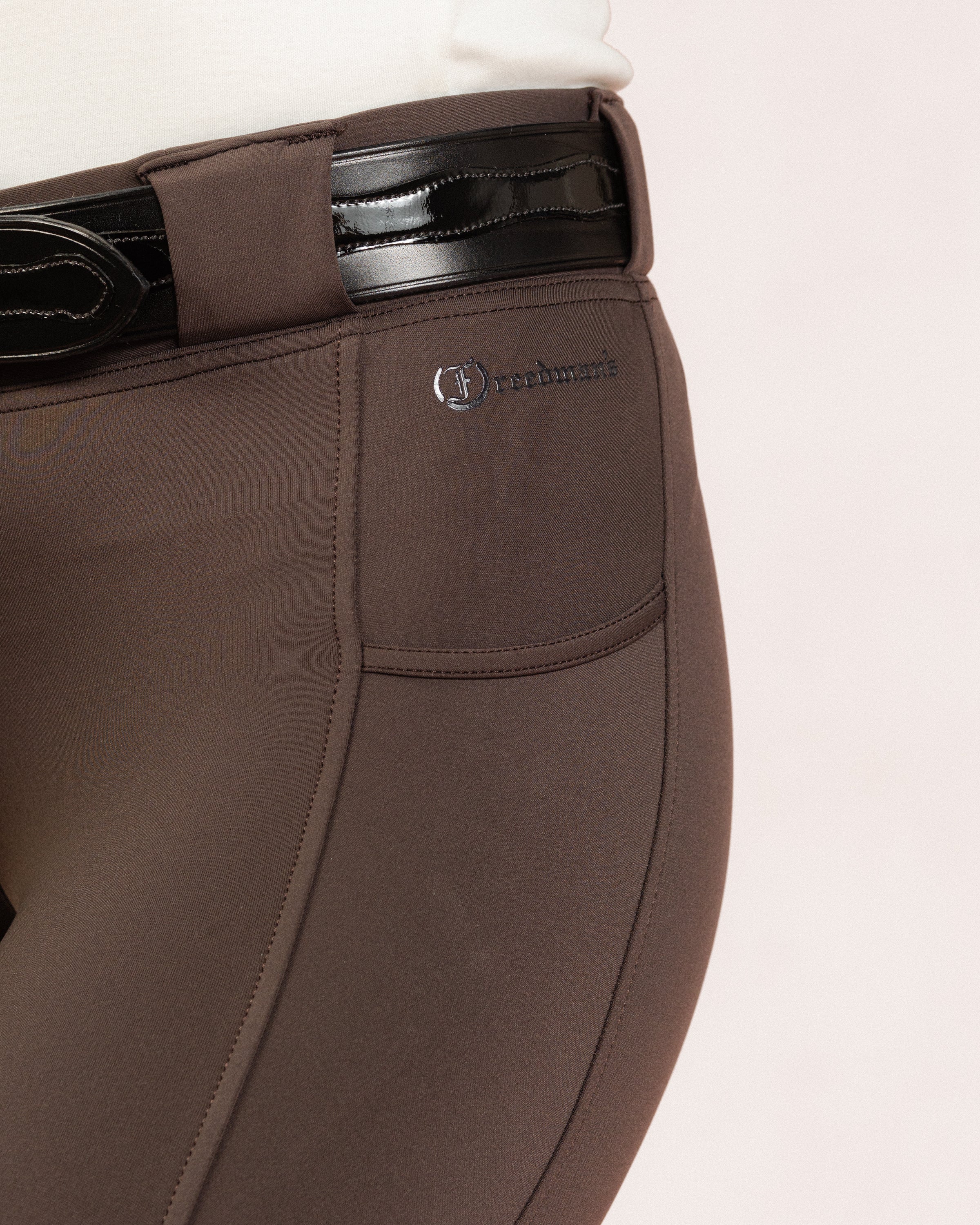 After Dark Brown Jods with a visible Freedman’s logo on a light background, made by Freedman’s Harness.