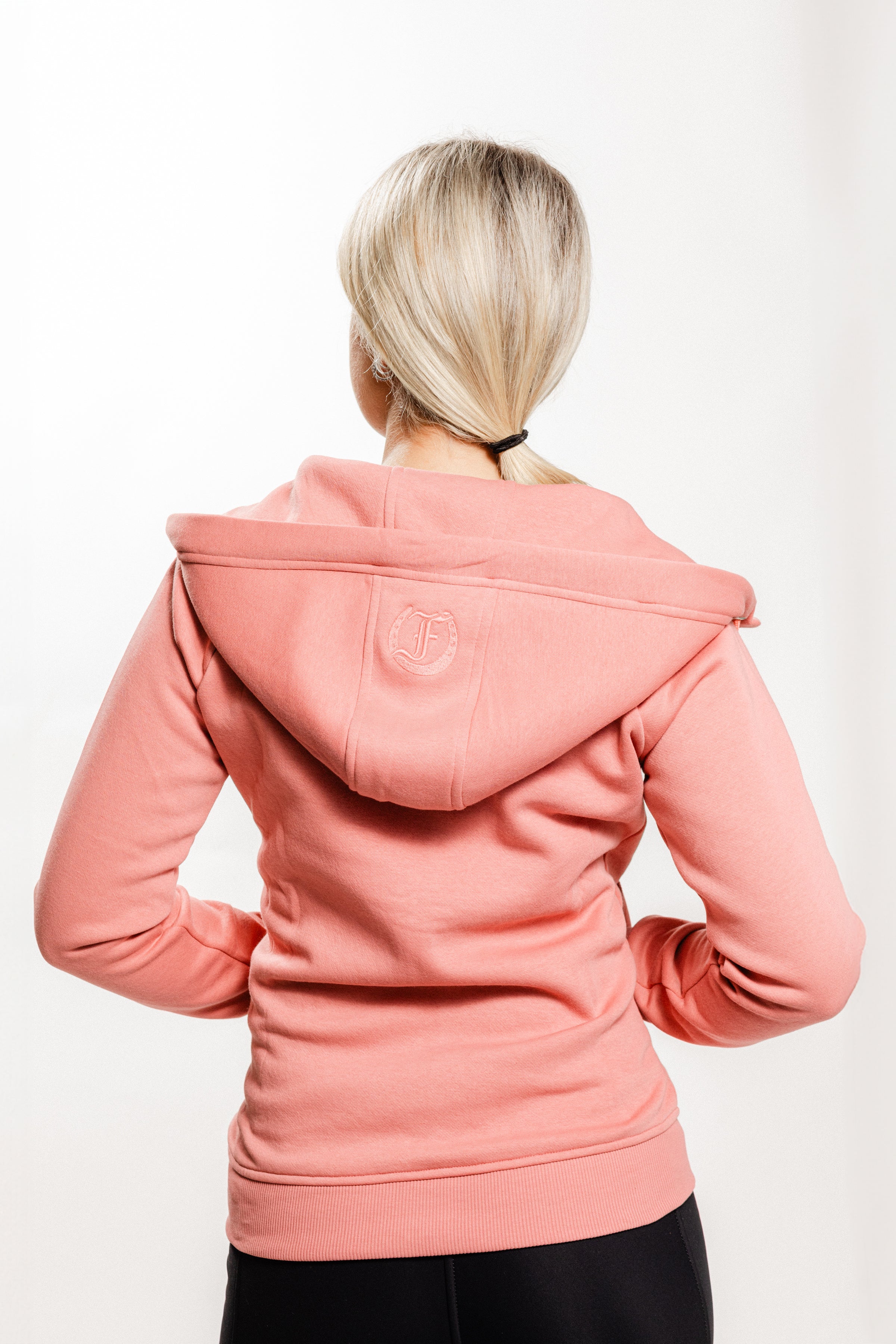 Back view of Freedman's Ladies' Logo Hoodie, showcasing the F Horseshoe logo detail on the hood.