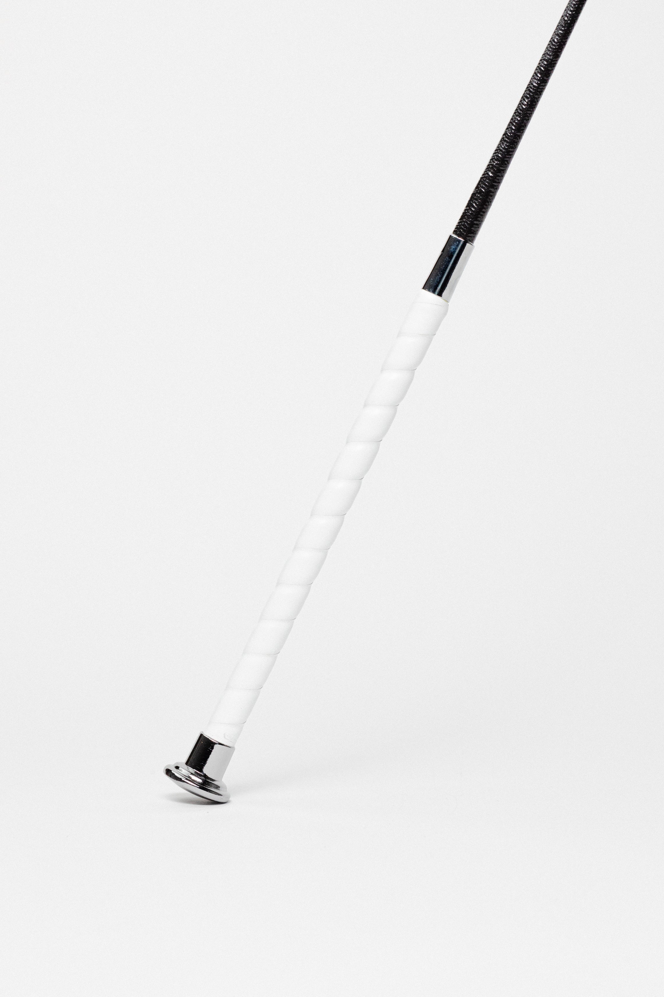 Show Crop with white leather wrap handle and silver cap.