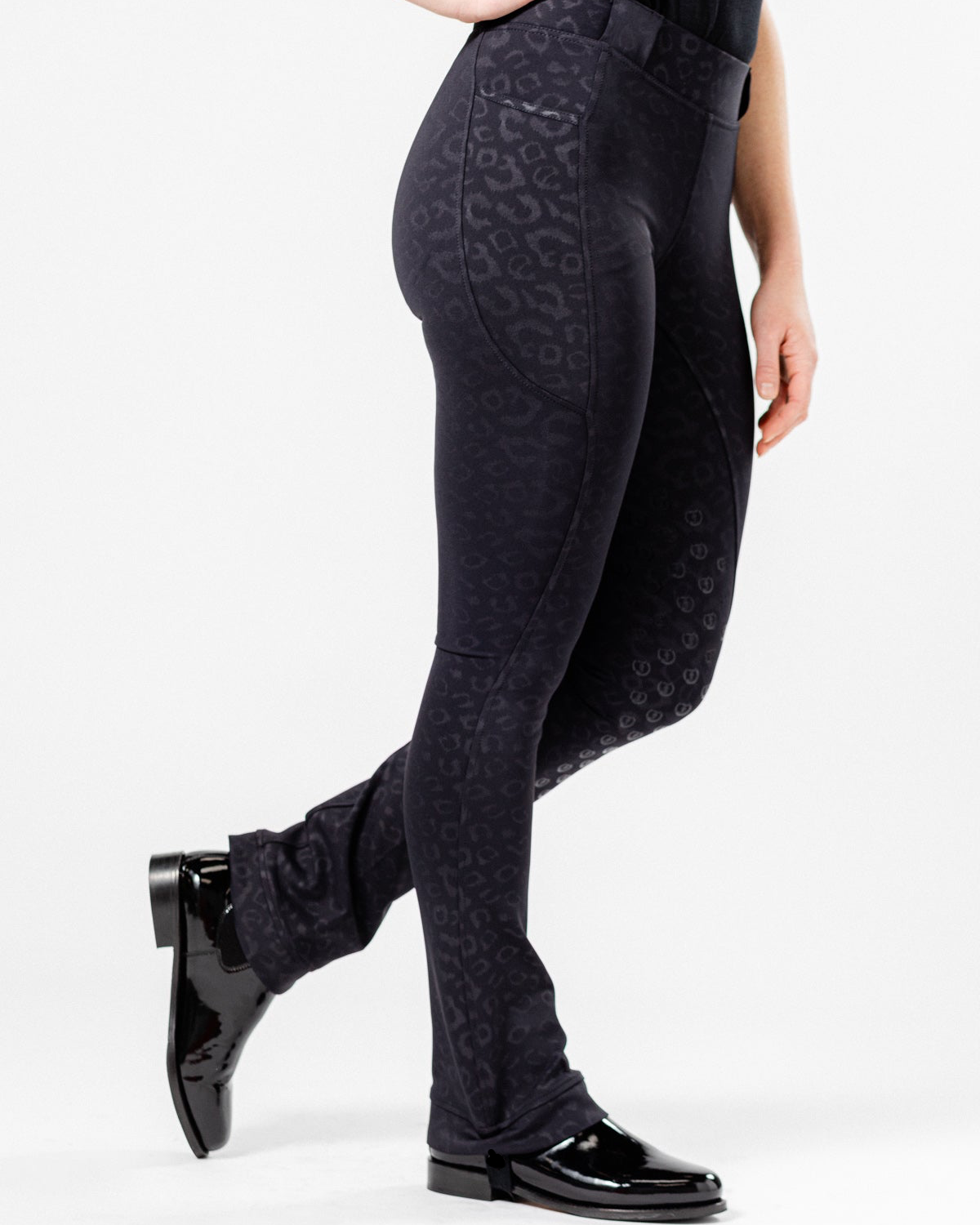 Stylish Tous les Jours Jods - Black Cheetah by Freedman's – sleek, comfortable, and perfect for equestrian fashion.