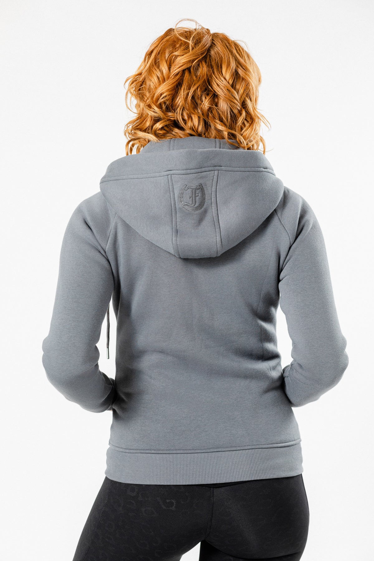 Back view of Freedman's Ladies' Logo Hoodie, showcasing the F Horseshoe logo detail on the hood.
