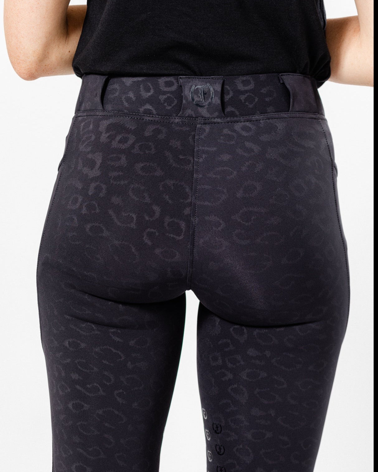 Stylish Tous les Jours Jods - Black Cheetah by Freedman's – sleek, comfortable, and perfect for equestrian fashion. - Back View