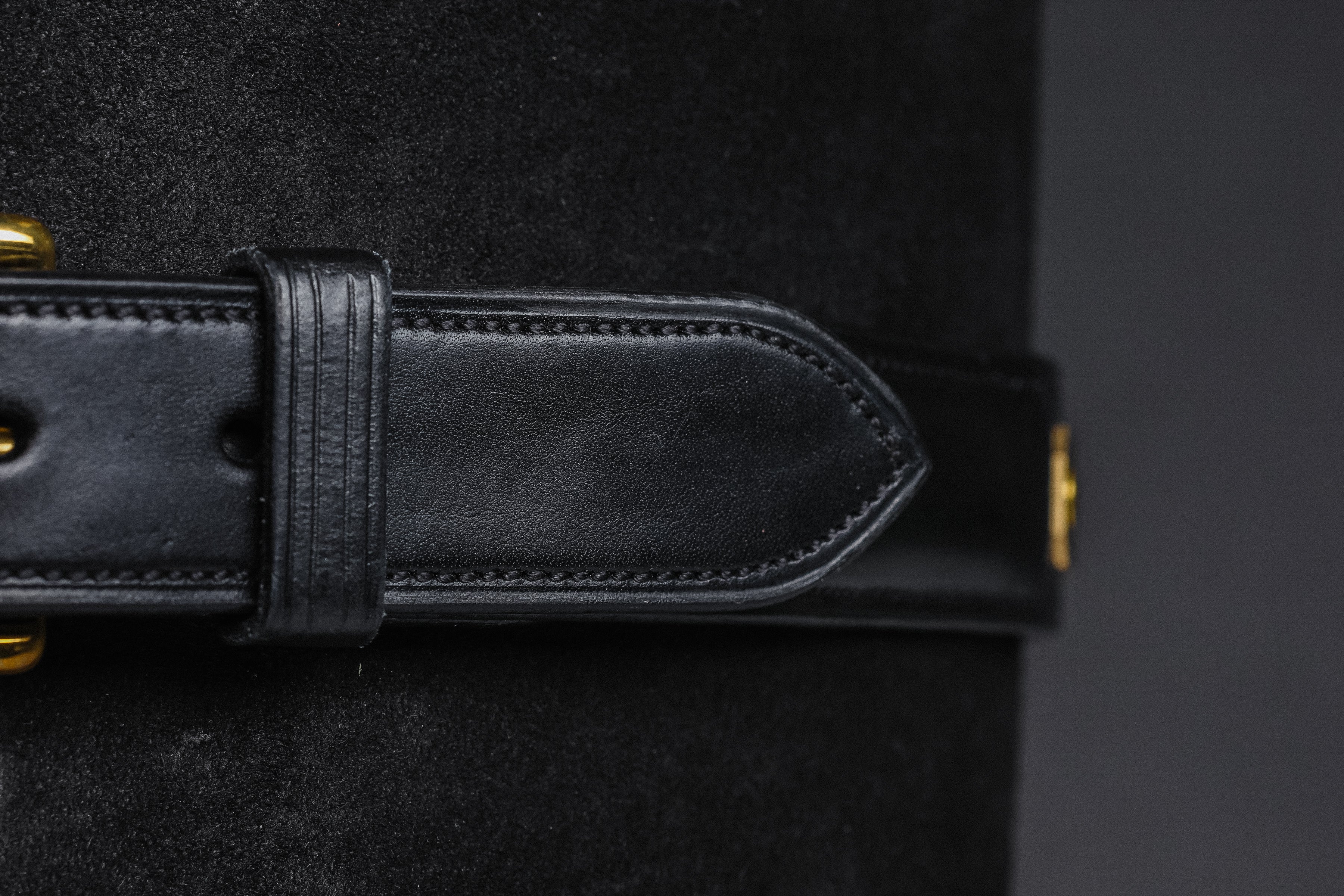 Close-up of Freedman's Raised Custom Name Plate Belt
