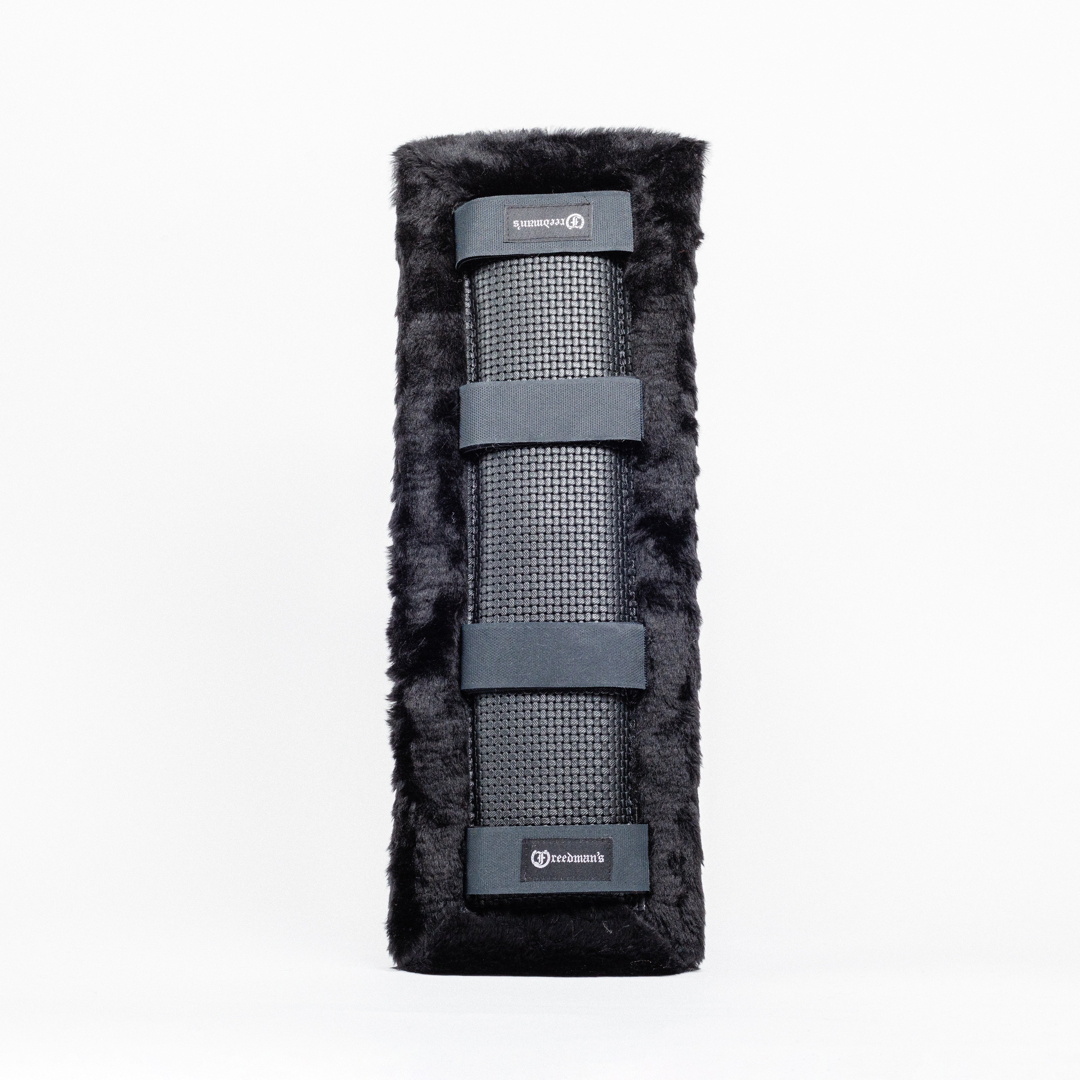 Black Fleece Back Pad by Freedman's, back-view of textured black fabric