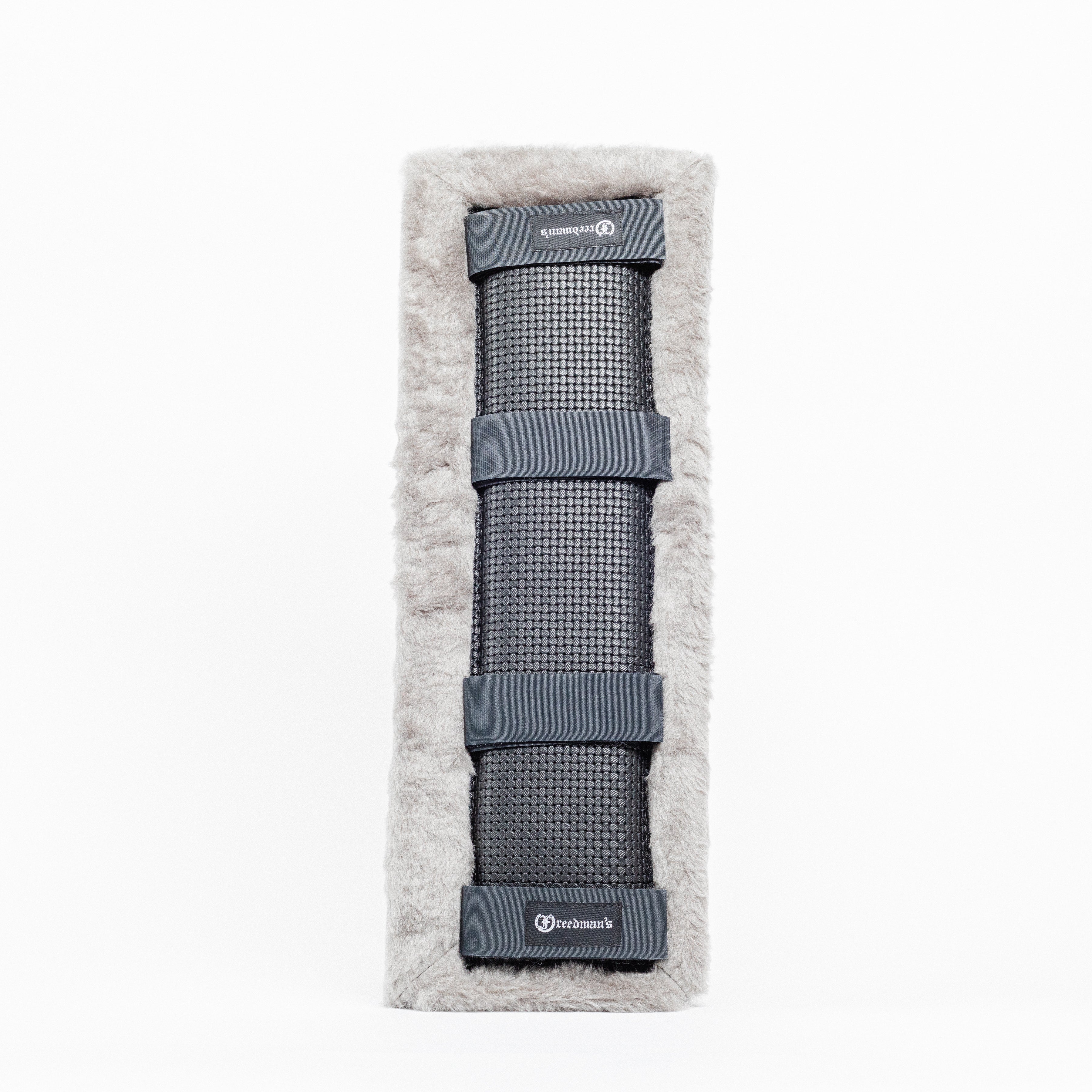 Black Fleece Back Pad by Freedman's, back-view of textured grey fabric