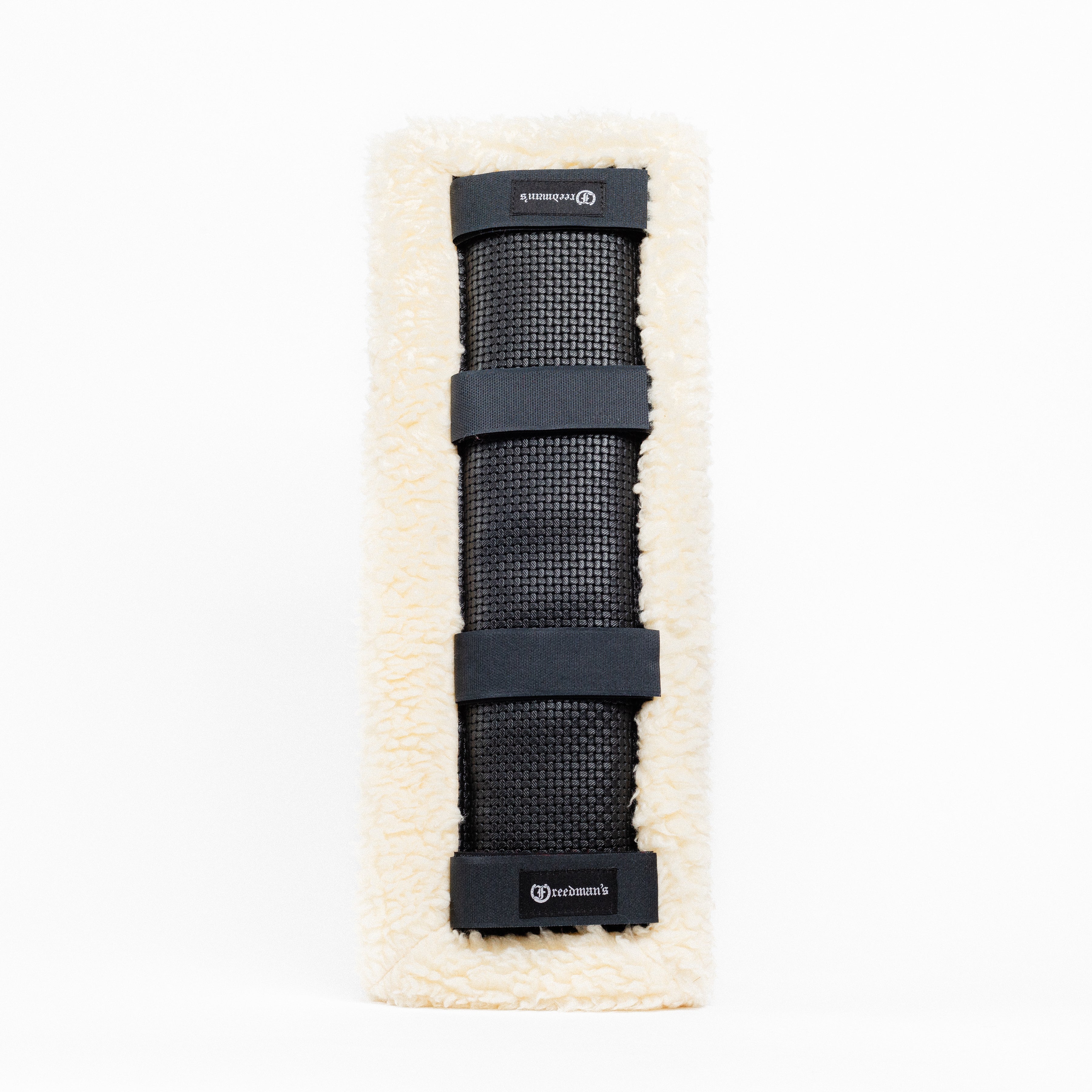 Black Fleece Back Pad by Freedman's, back-view of textured natural fabric
