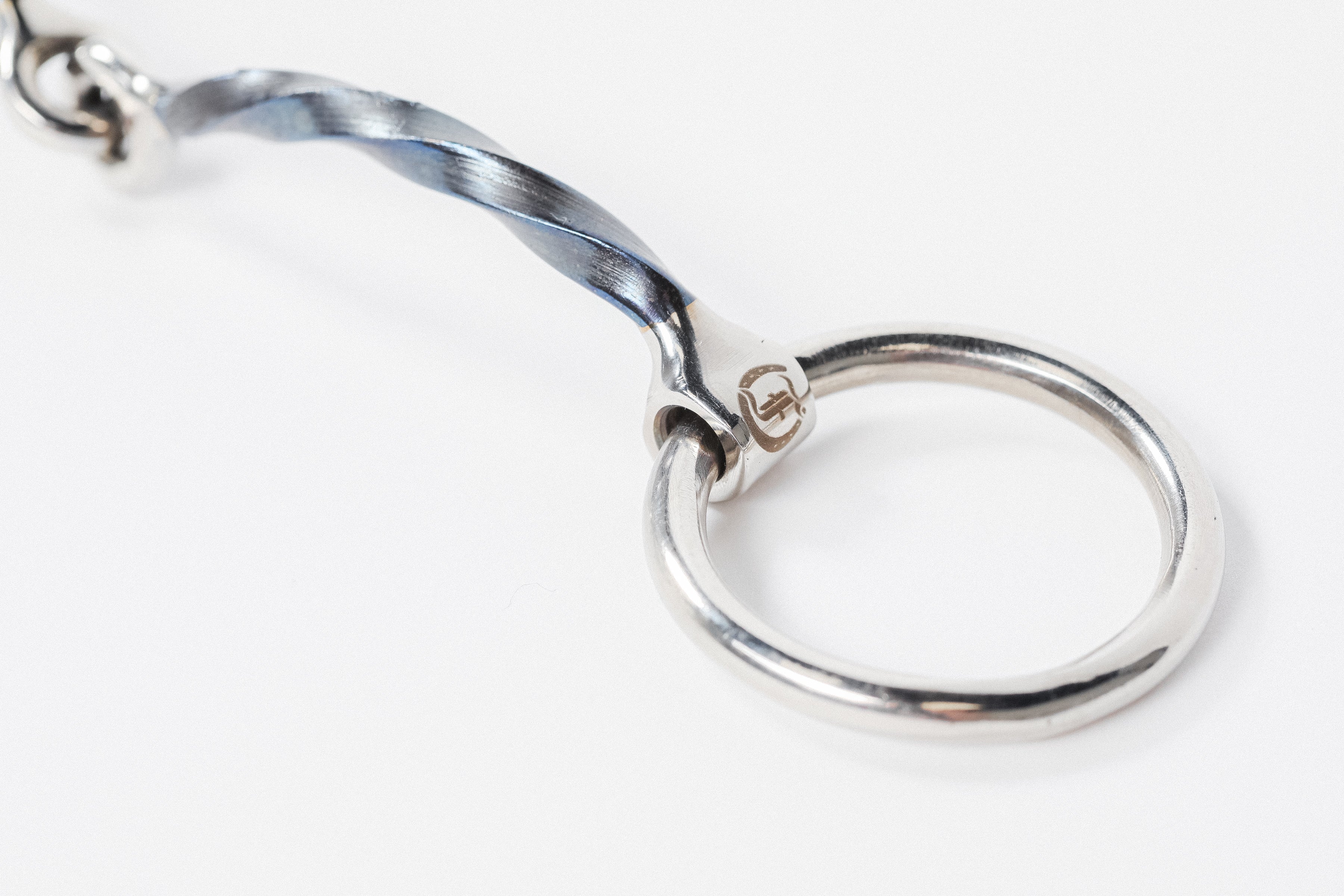 Close-up of the Loose Ring and Slow Twist Mouthpiece of a Horse Bit