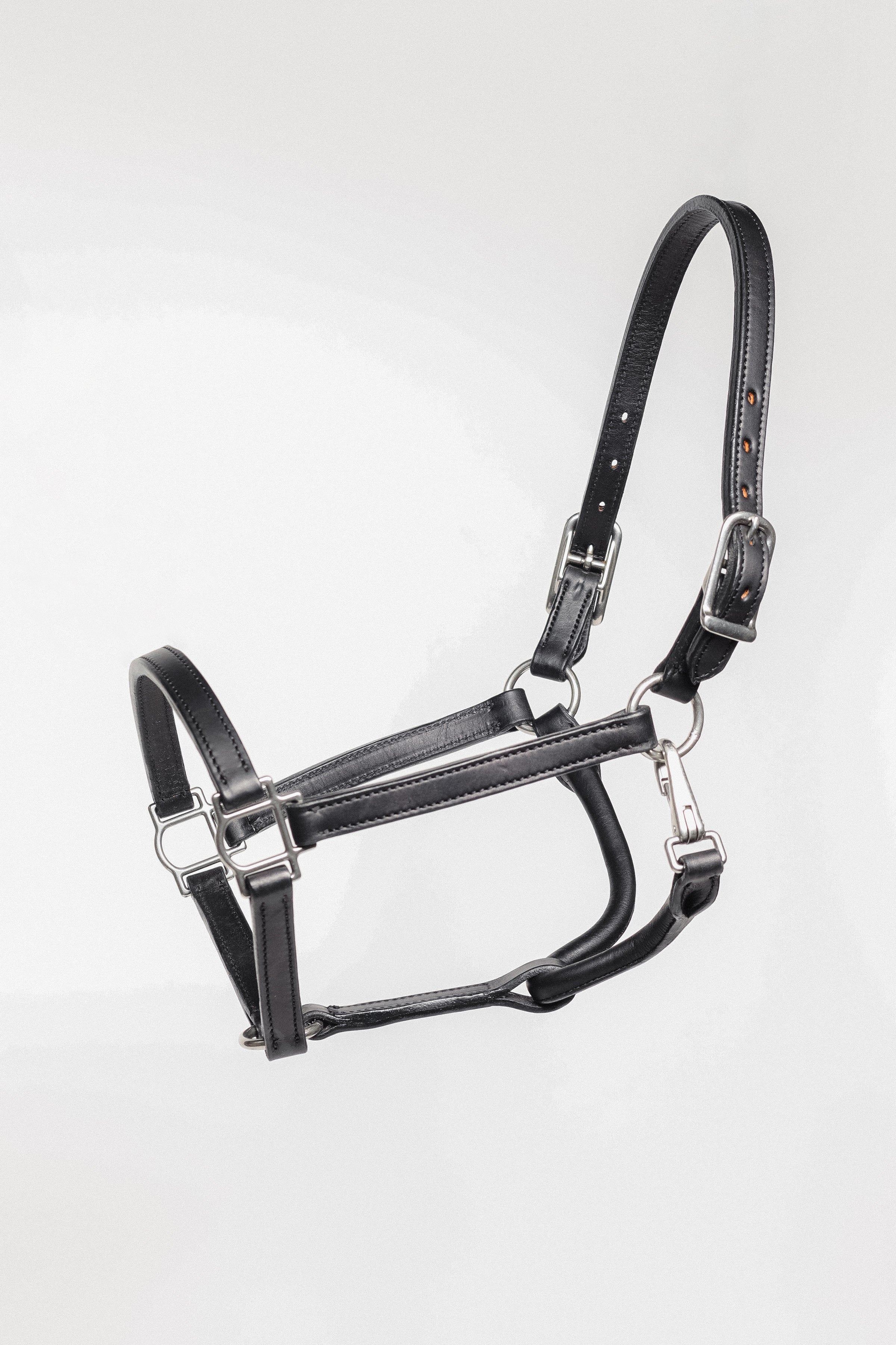 Image of 3/4" Double Stitched Fixed Chin Halter by Freedman's, Black Leather Horse Halter