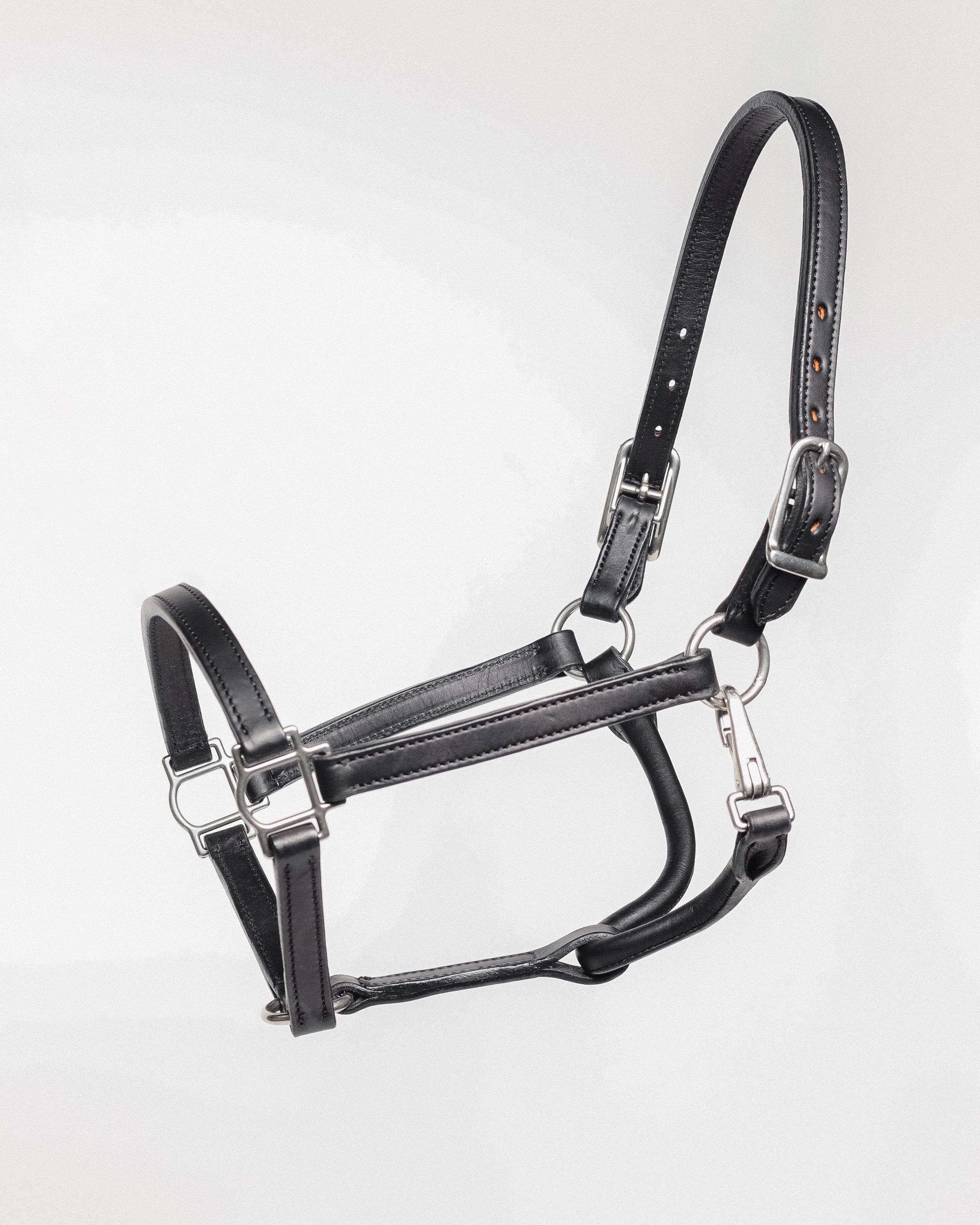 Freedman's 3/4" Double Stitched Fixed Chin Halter - Ideal for Pony or Yearling, Black Leather