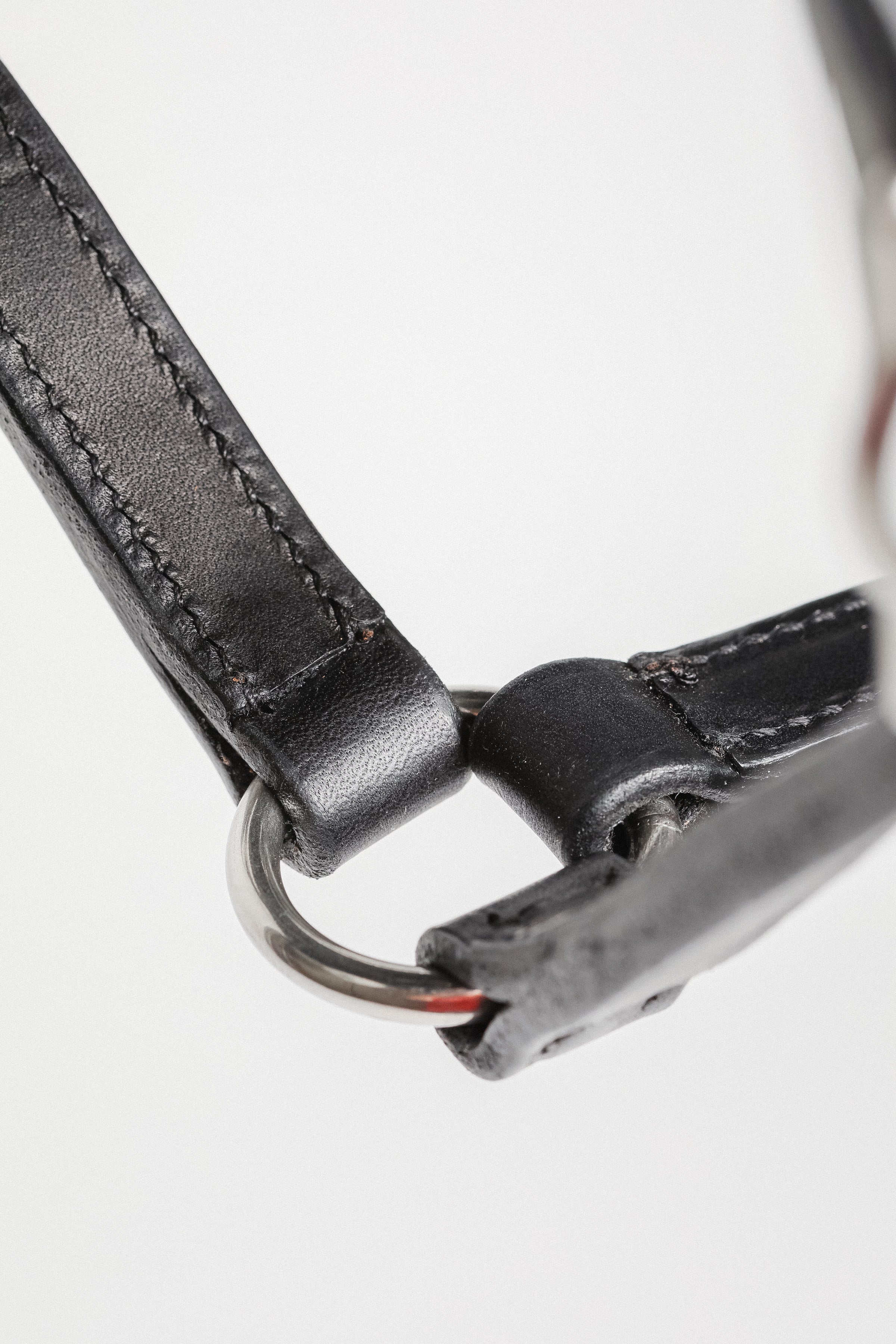 Close-up of 3/4" Double Stitched Fixed Chin Halter by Freedman's, Showing Metal Hardware and Stitching