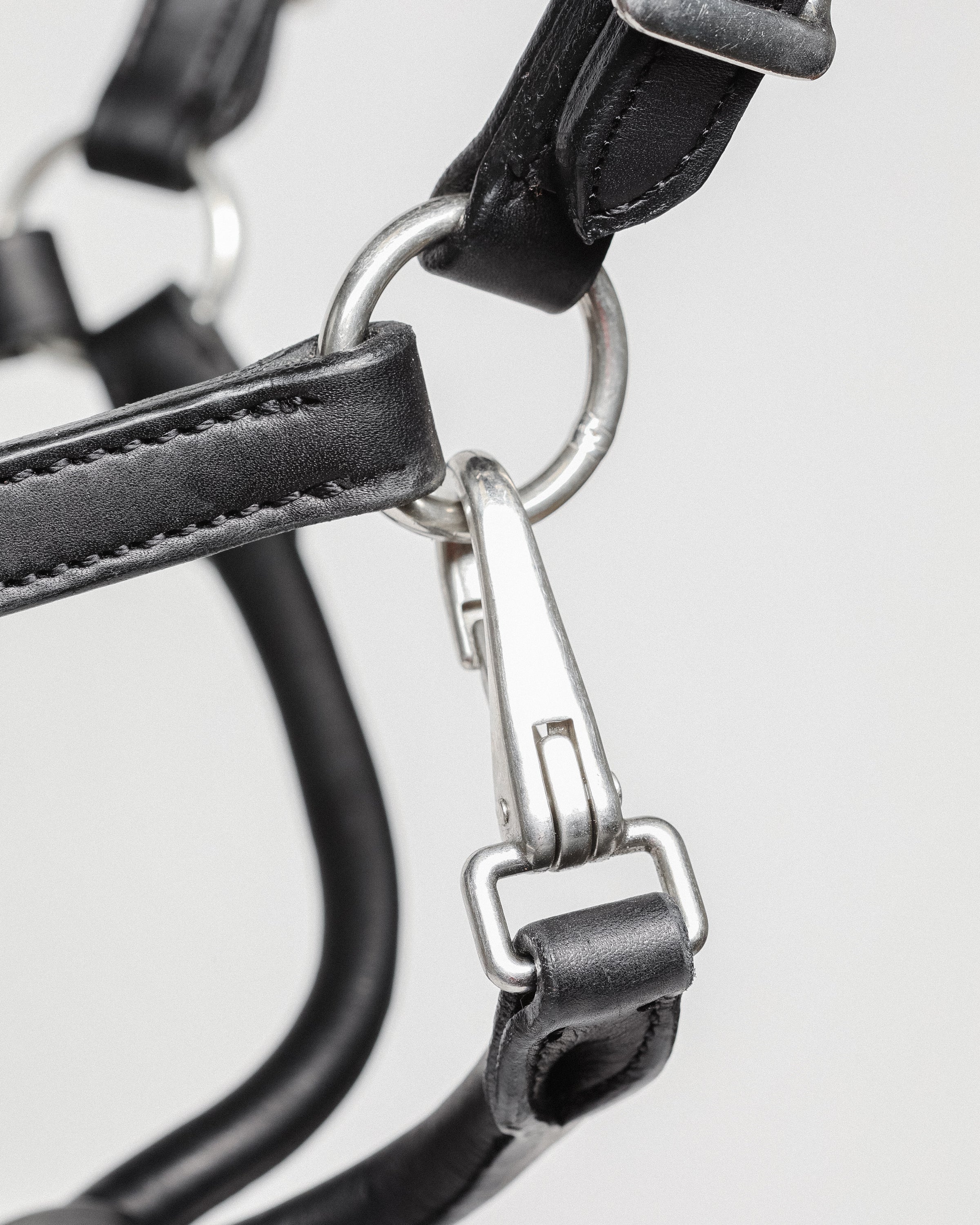 Close-up of 3/4" Double Stitched Fixed Chin Halter by Freedman's, Showing Metal Hardware and Stitching