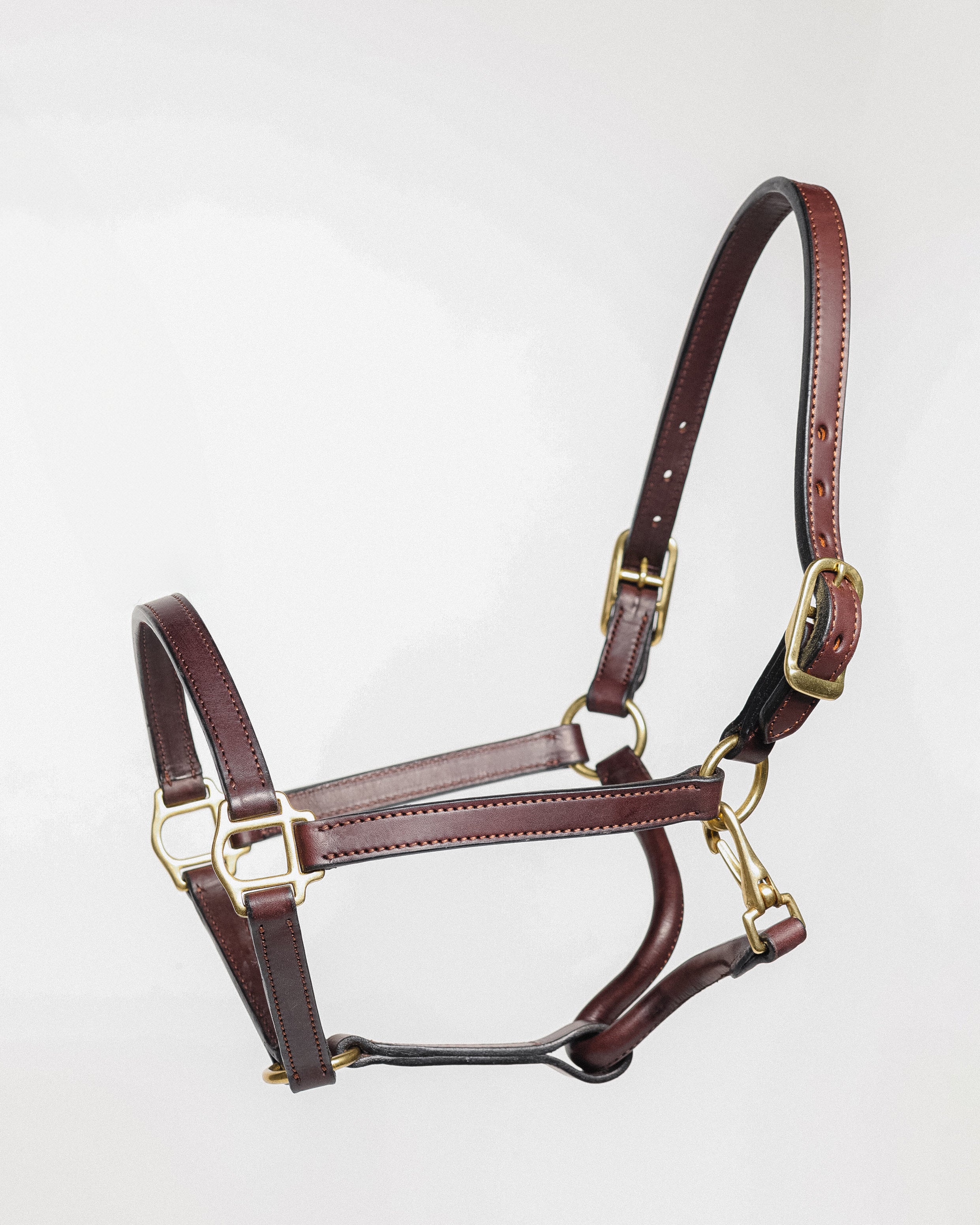 Freedman's 3/4" Double Stitched Fixed Chin Halter - Ideal for Pony or Yearling, Brown Leather
