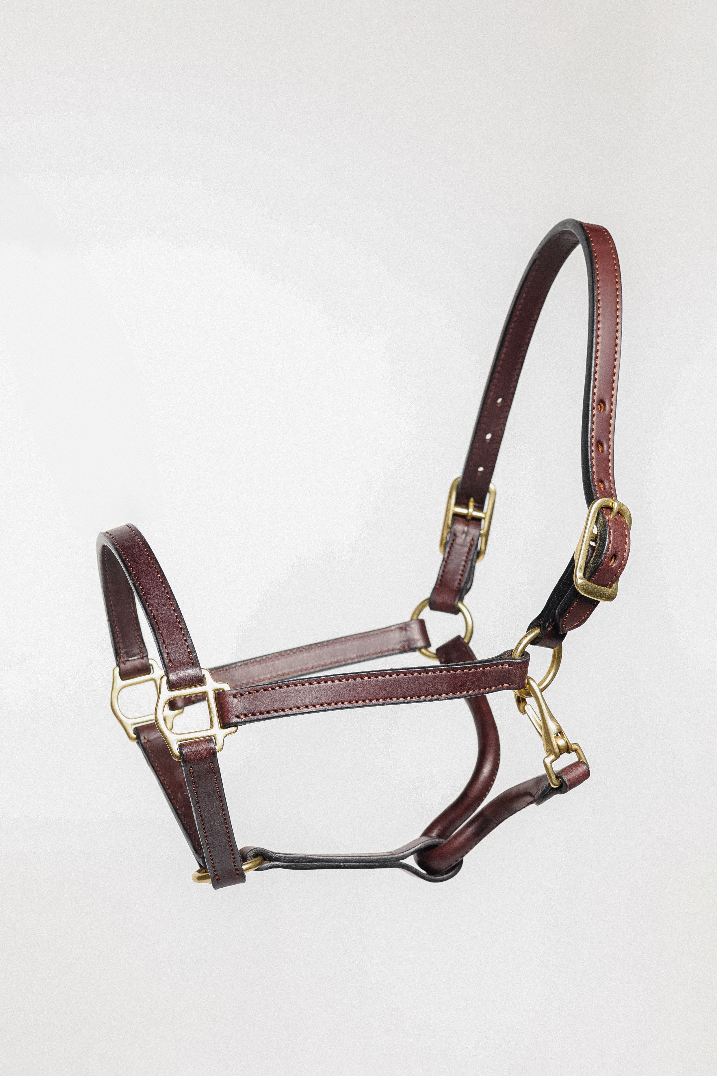 Freedman's 3/4" Double Stitched Fixed Chin Halter - Ideal for Pony or Yearling, Brown Leather