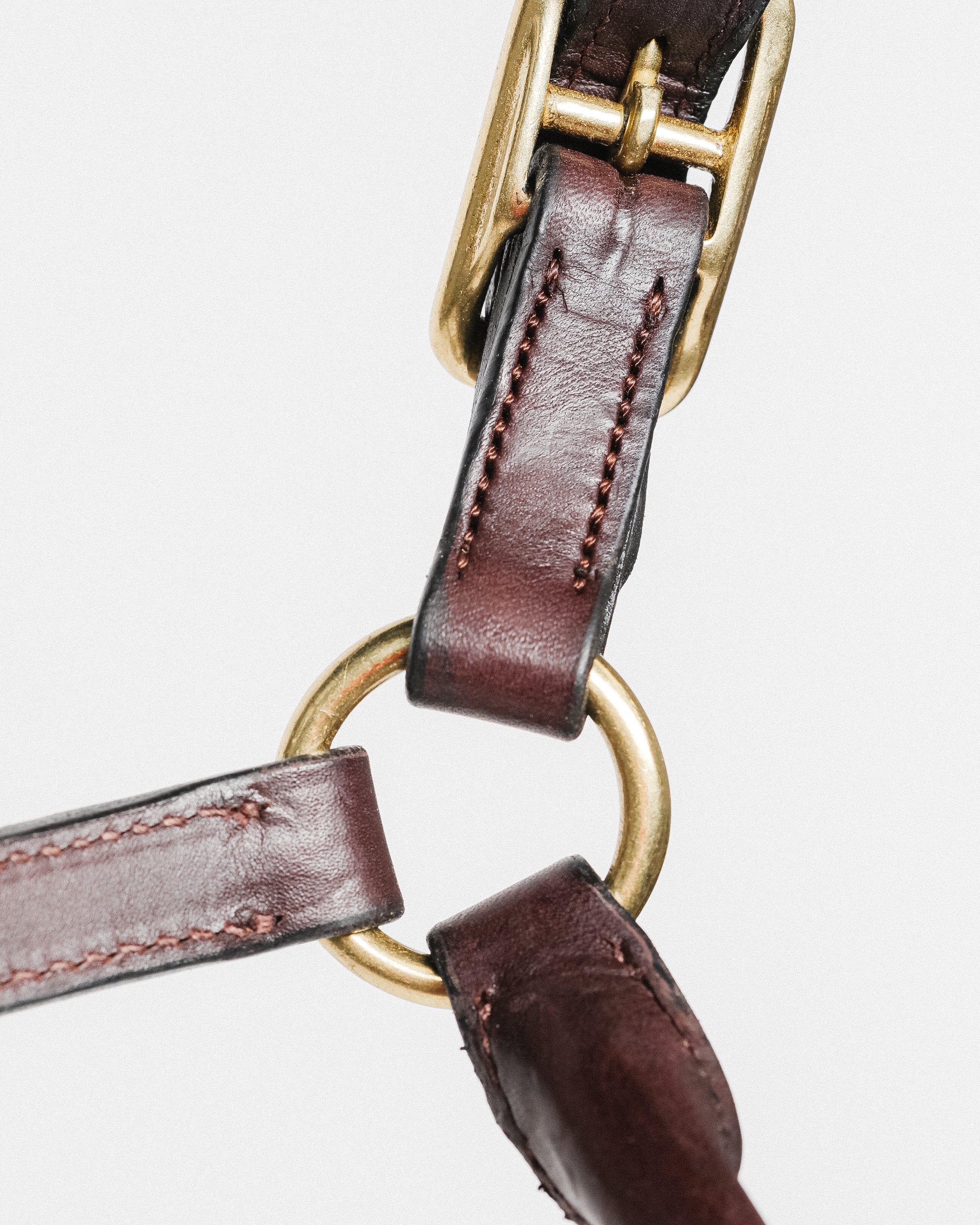 Close-up of 3/4" Double Stitched Fixed Chin Halter by Freedman's, Showing Metal Hardware and Stitching