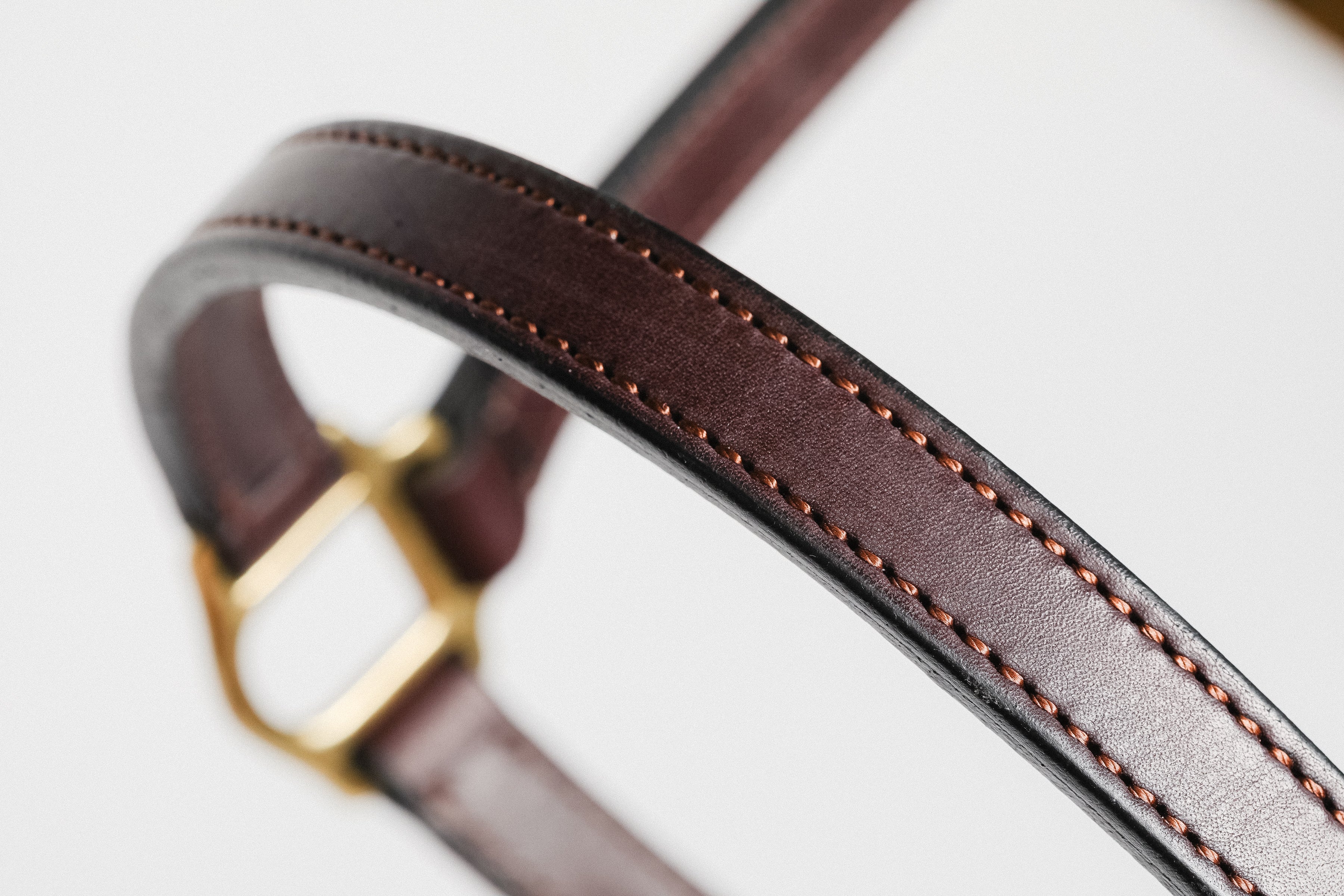 Freedman's Fixed Chin Halter, Brown Leather with Contrasting Stitching and Brass Ring