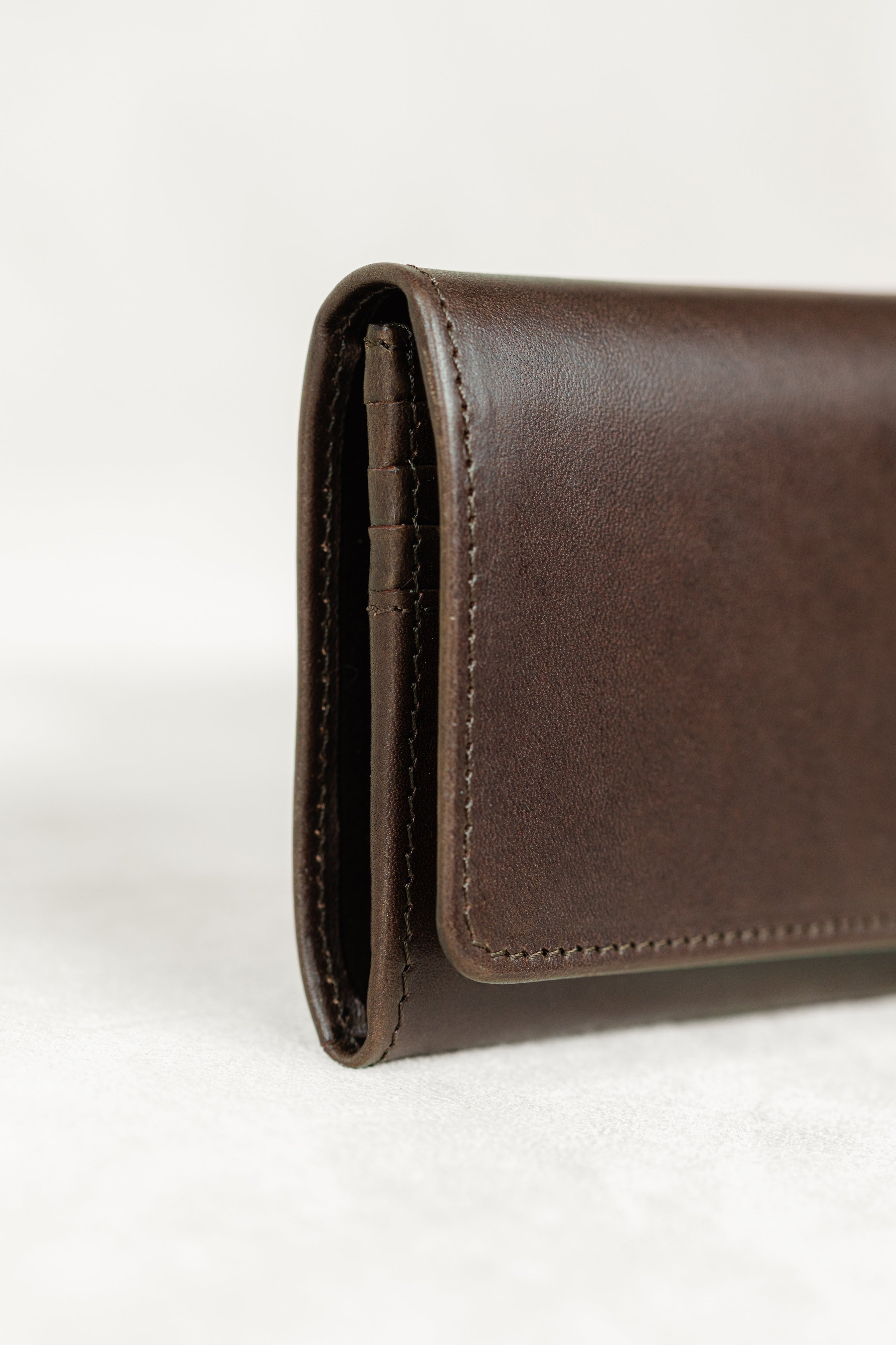 Detail of Freedman Leather Craftsmanship on Ladies Wallet.