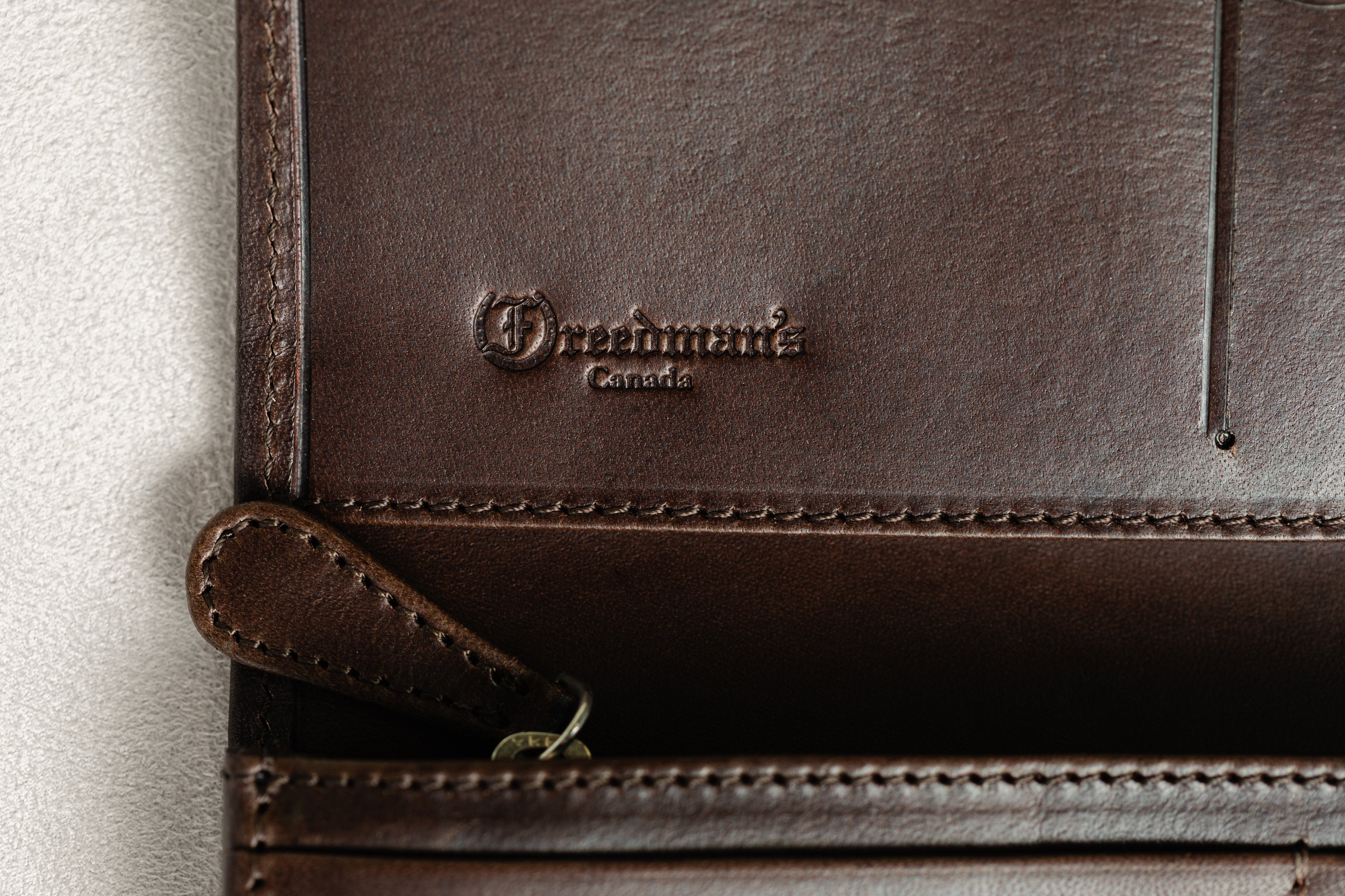 Detail of Freedman's Canada Leather Craftsmanship on Ladies Wallet