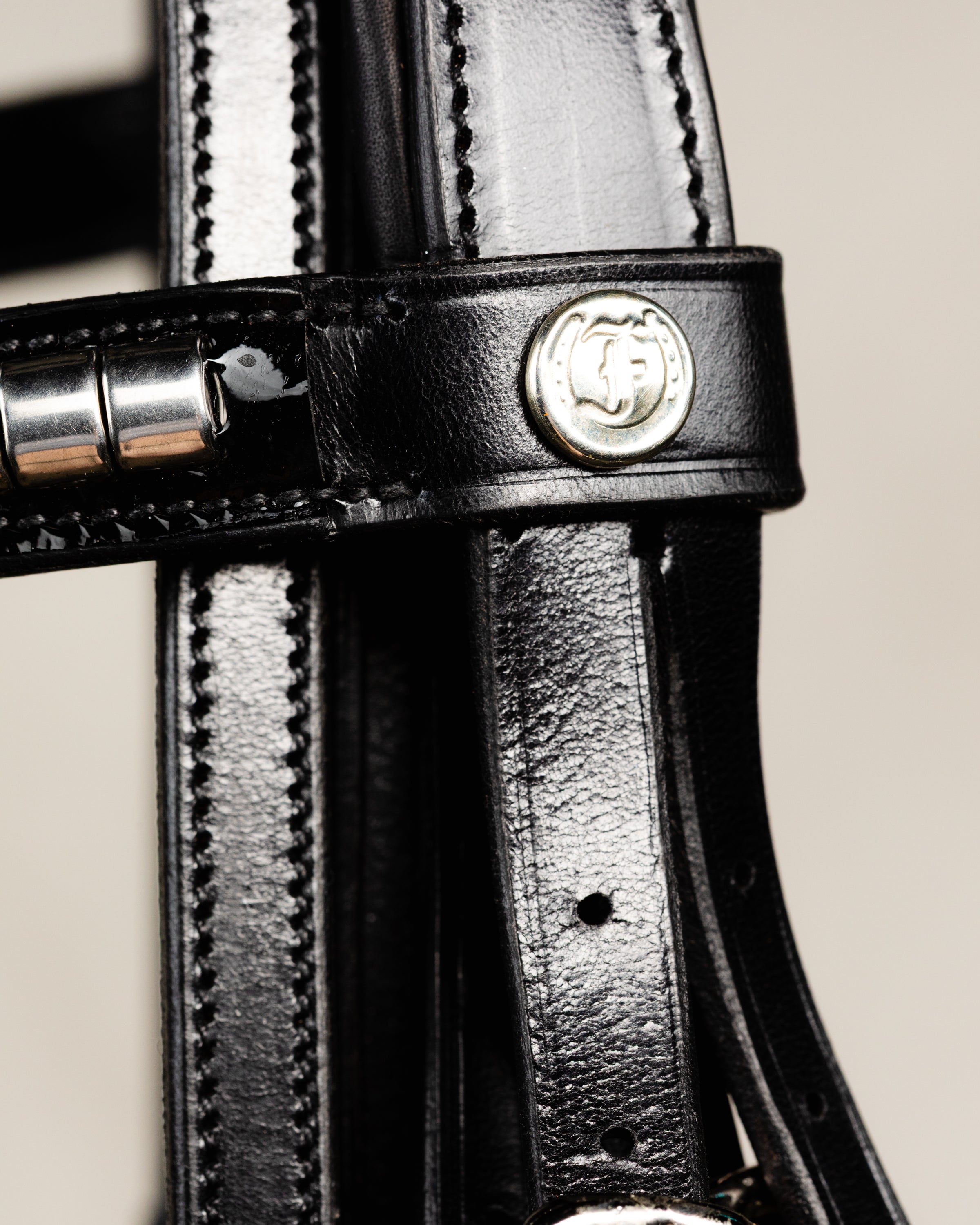 Freedman's Logo Detail on Leather Bridle