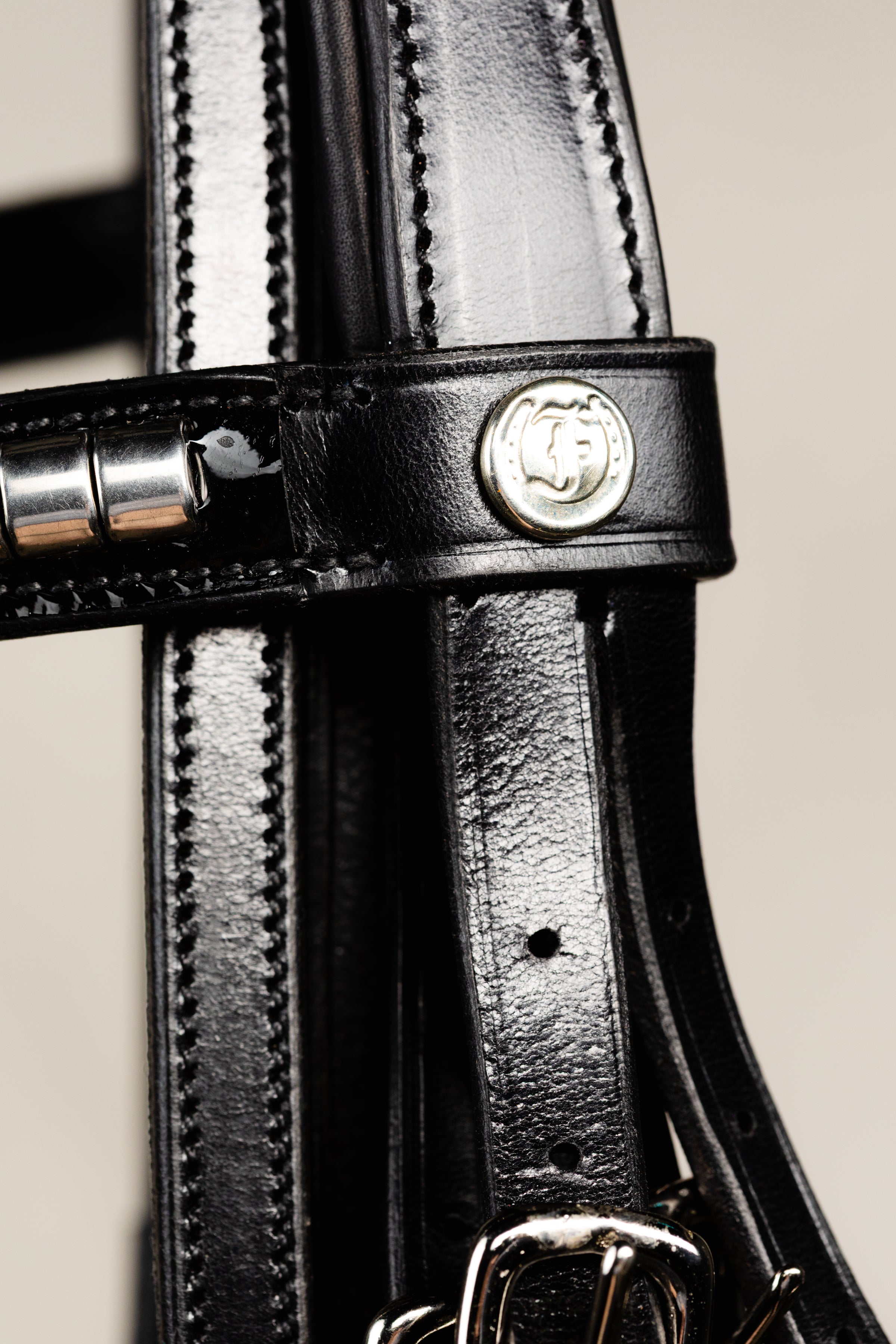 Freedman's Logo Detail on Leather Bridle