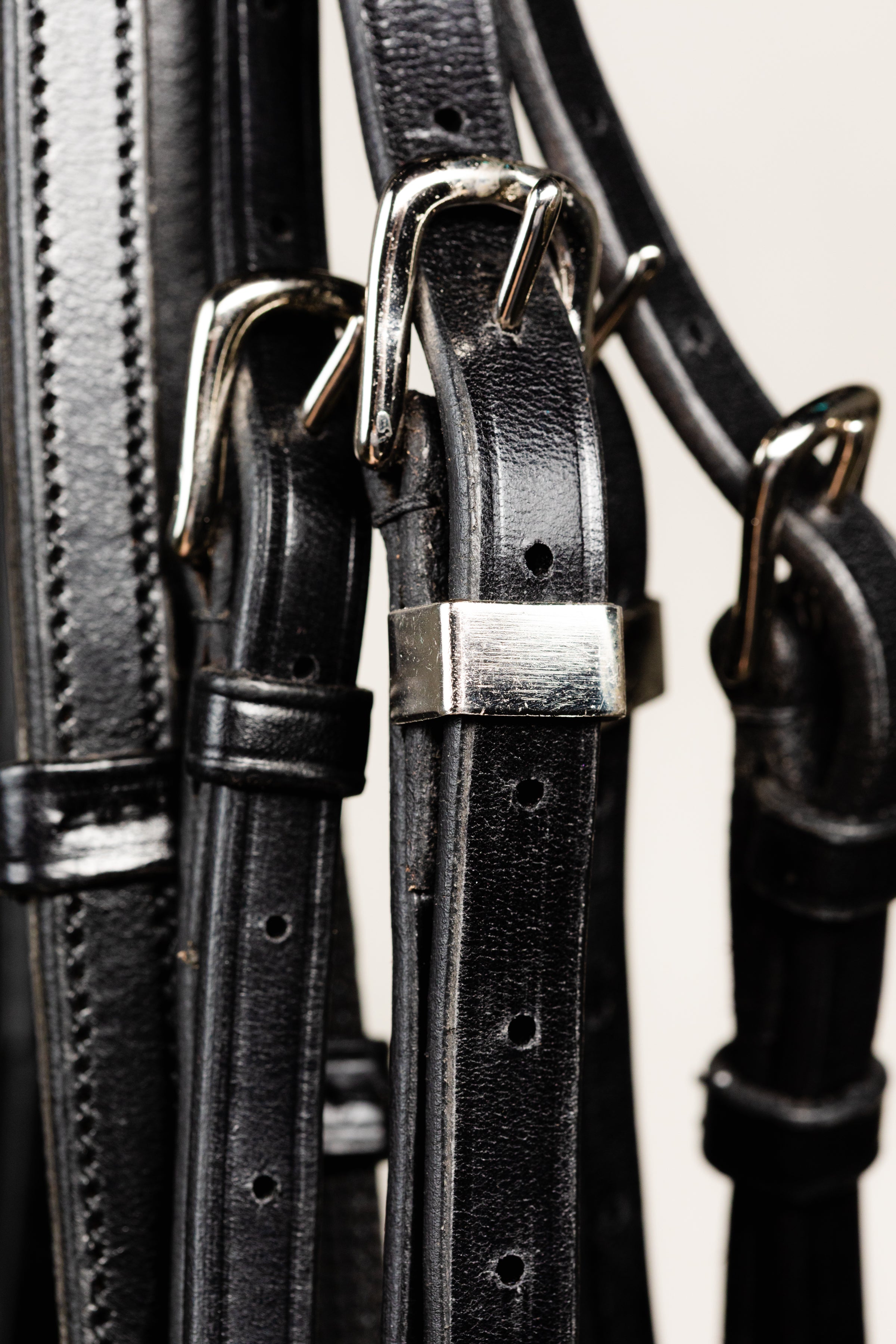 Freedman's Advantage Comfort Padded Show Hack Bridle - Detail of High-Quality Buckles and Leatherwork