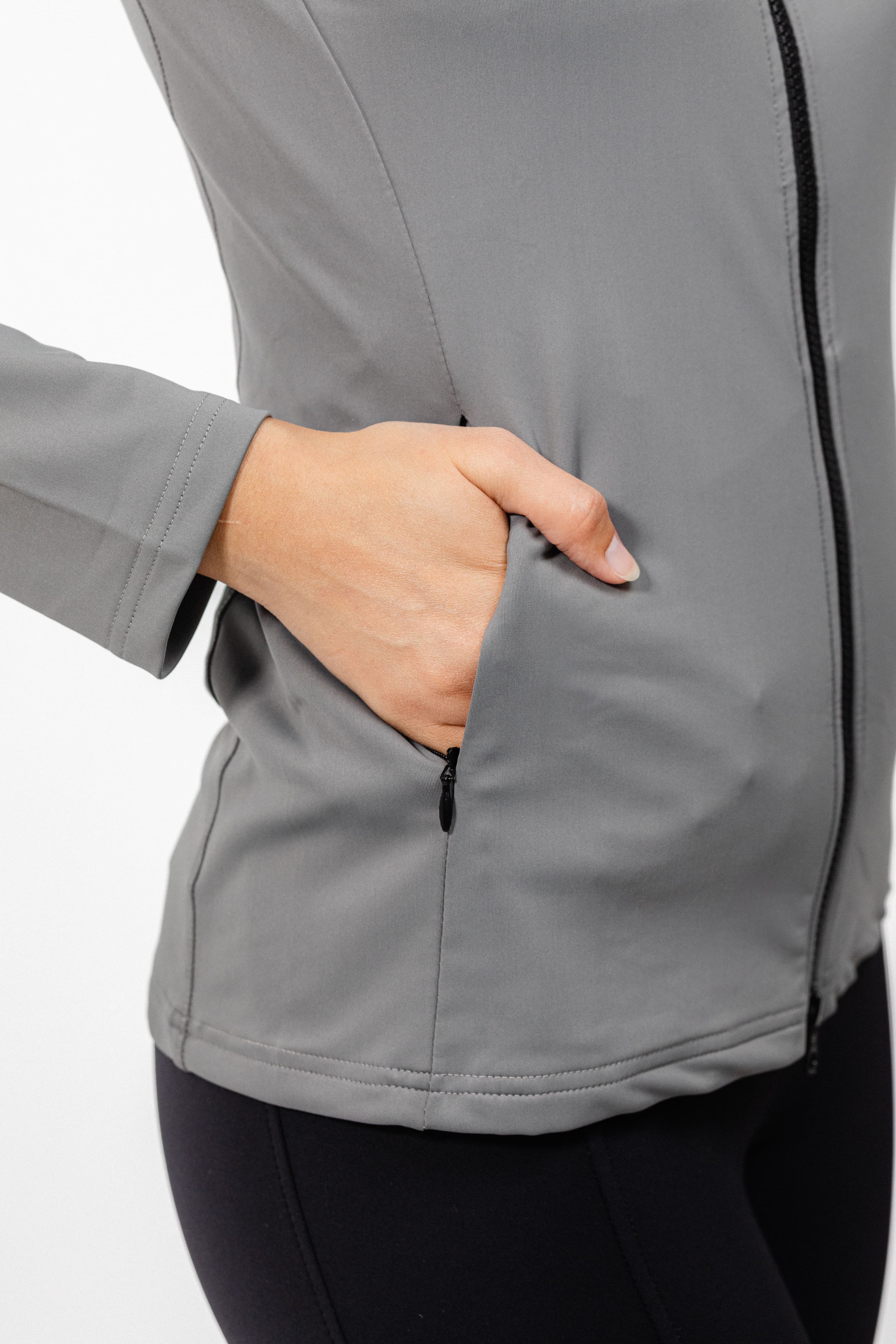 Close-up of Ladies Arum Jacket Interior Showing Soft Lining and Pocked detailing.