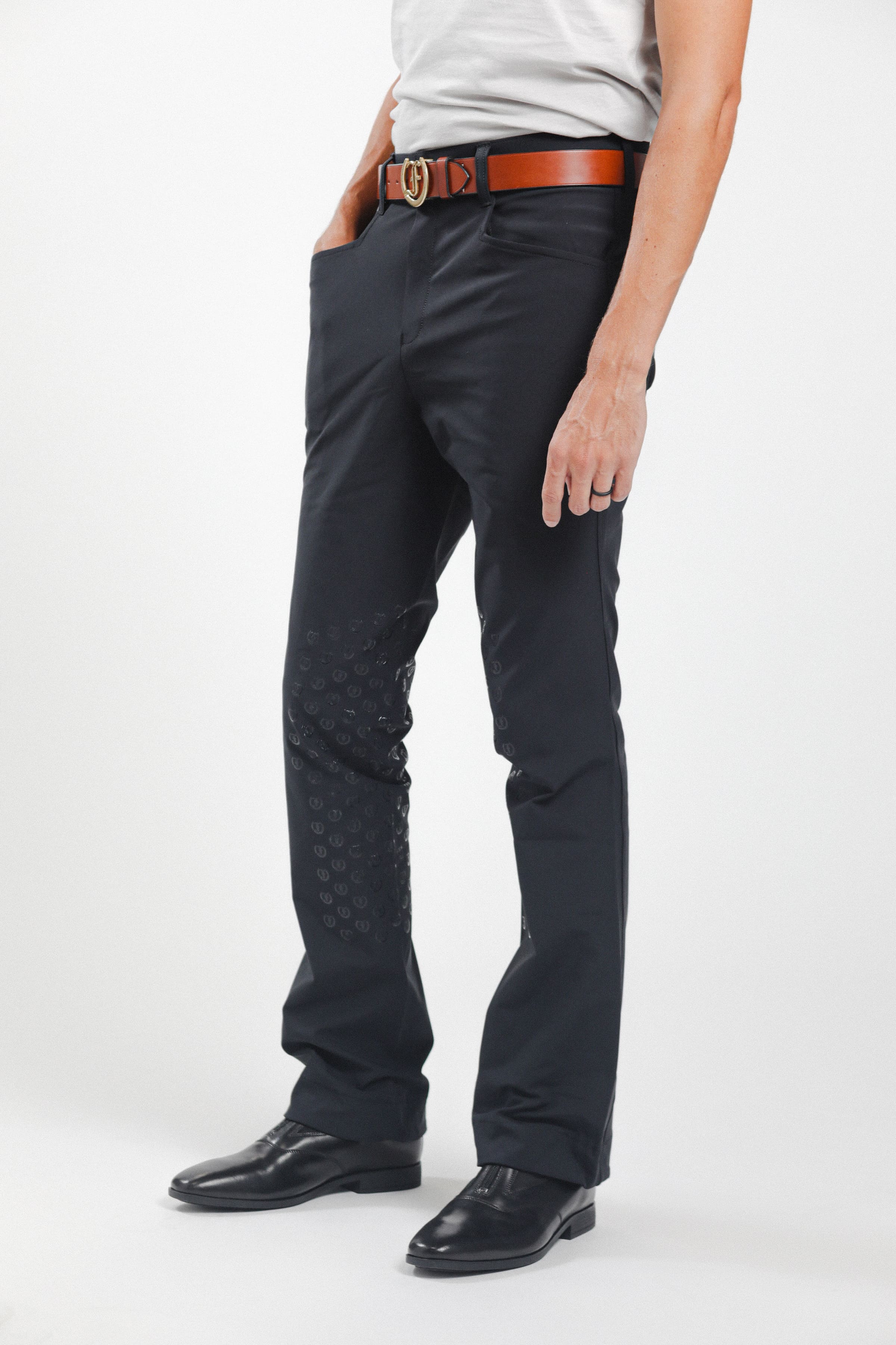 side view of Men's Performance Jods by Freedman's, equestrian riding breeches.