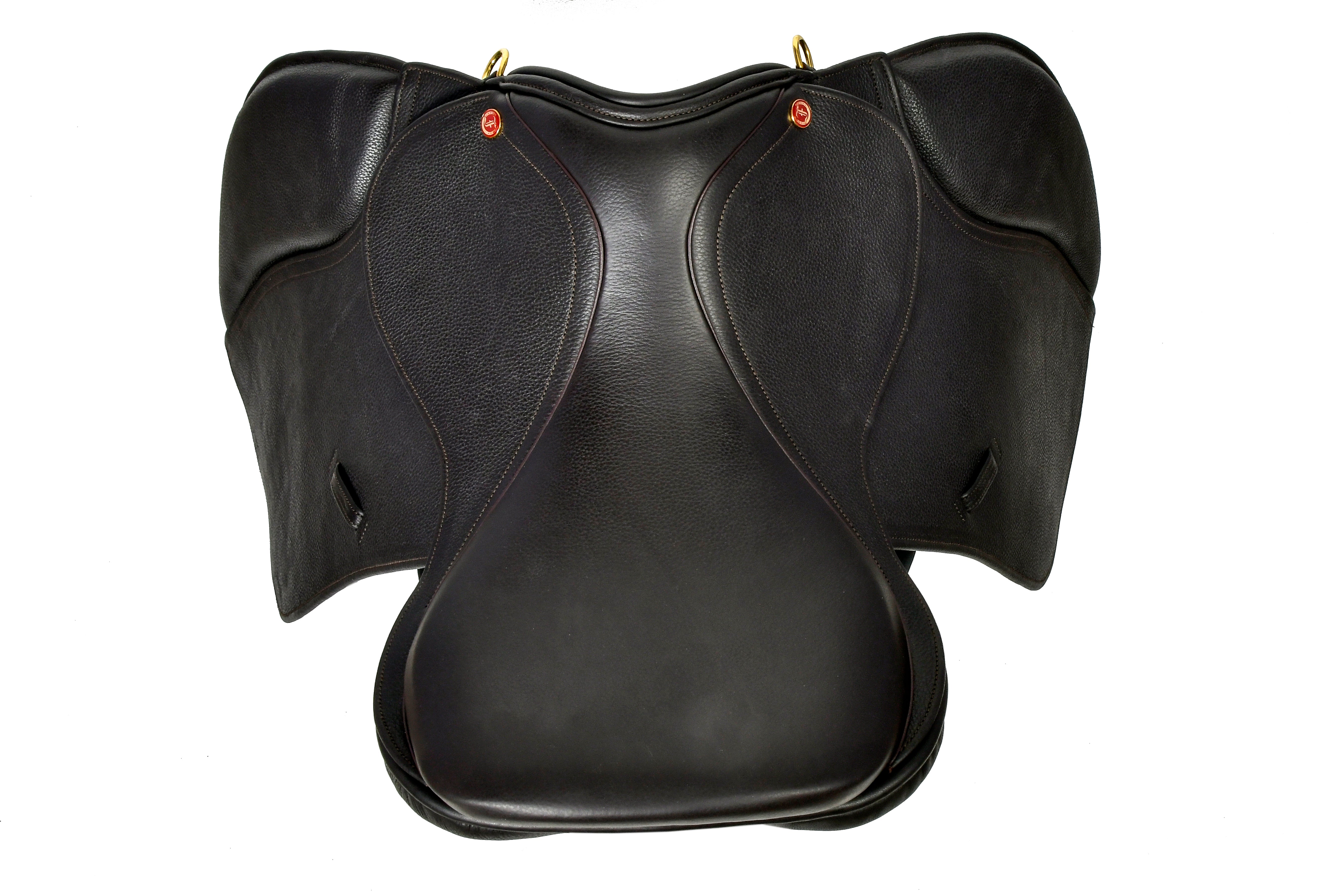 Black Hunter SG saddle, top view, on a white background.