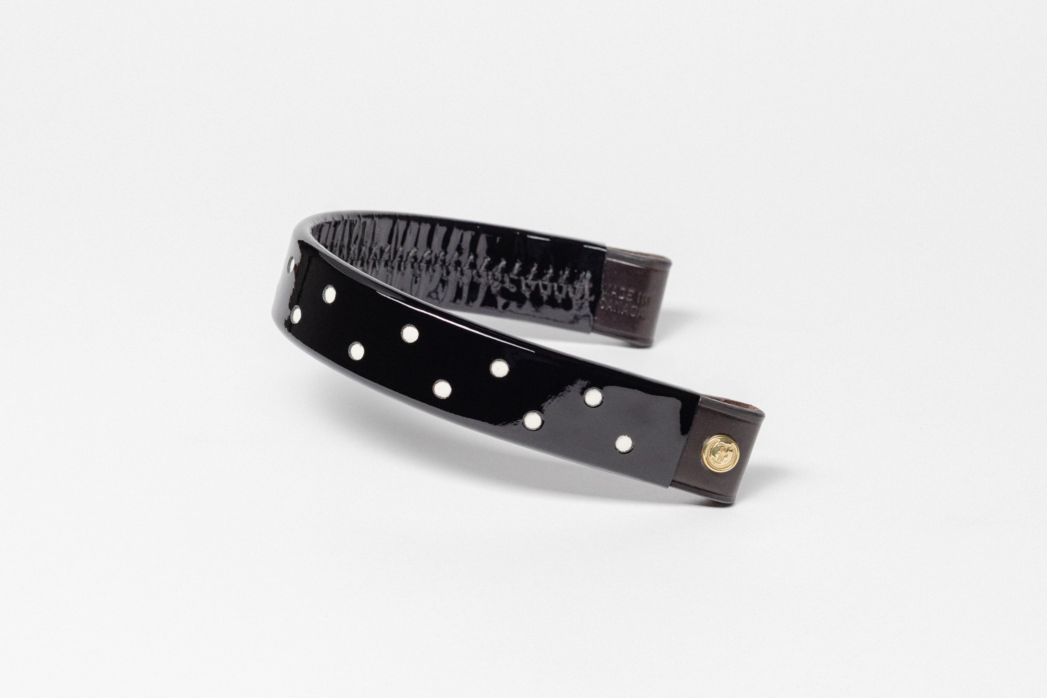 Freedman's Wide Tapered 13" Browband, black patent with small white dots.