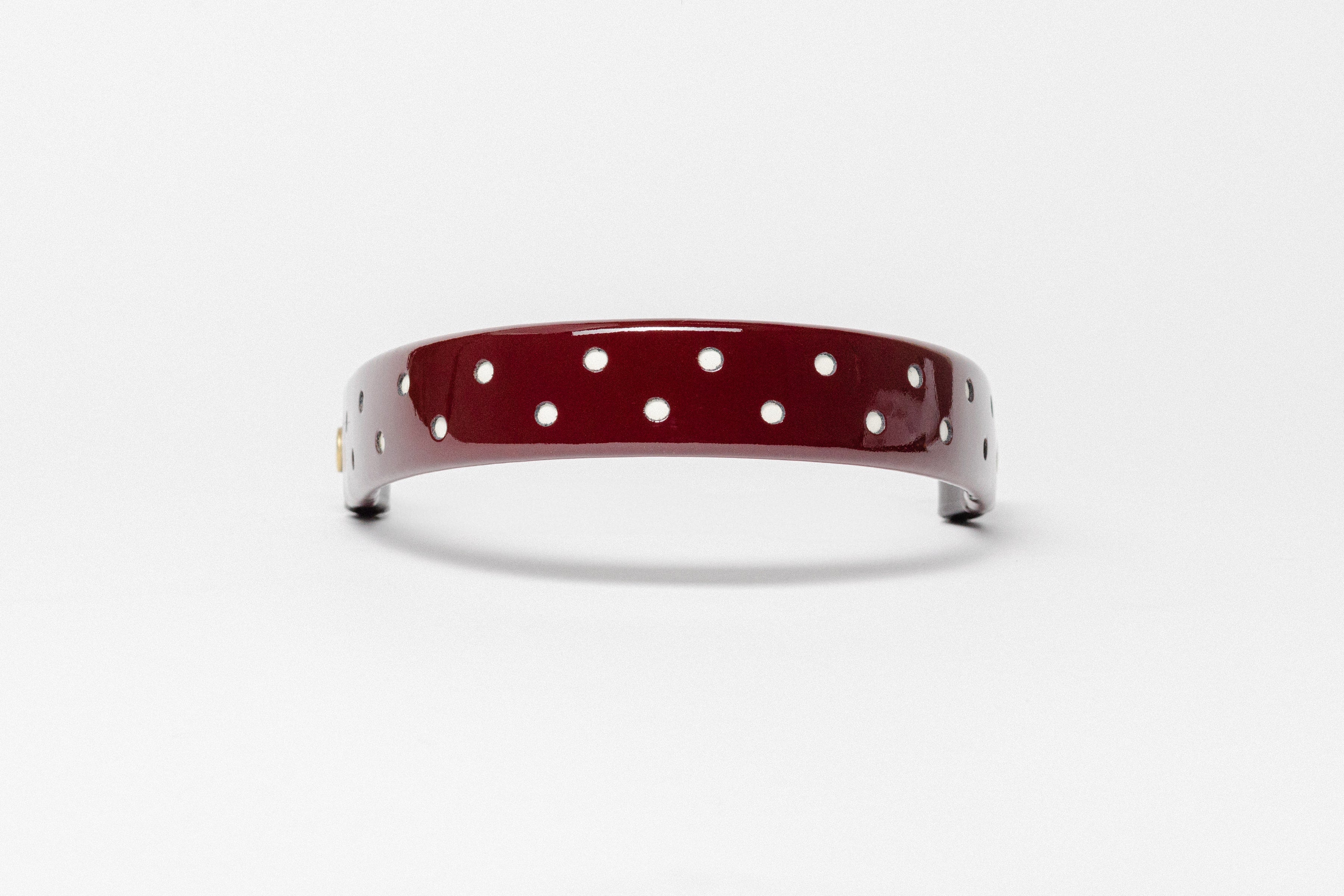 Freedman's Wide Tapered 13" Browband, Burgundy patent with small white dots