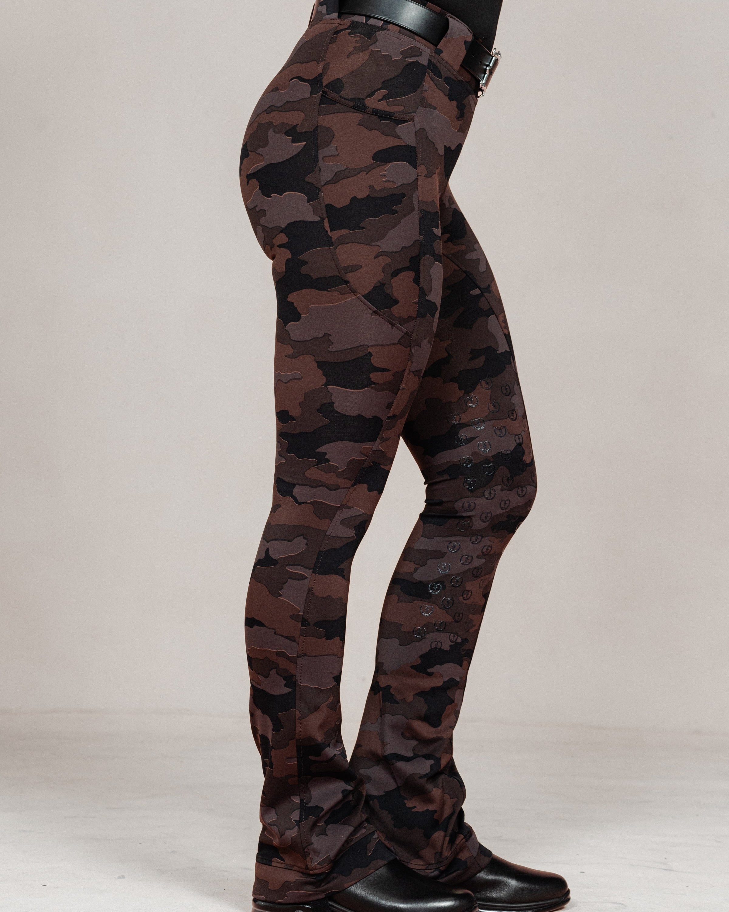 Stylish Tous les Jours Jods - Burgundy Camo by Freedman's – sleek, comfortable, and perfect for equestrian fashion. - Side View