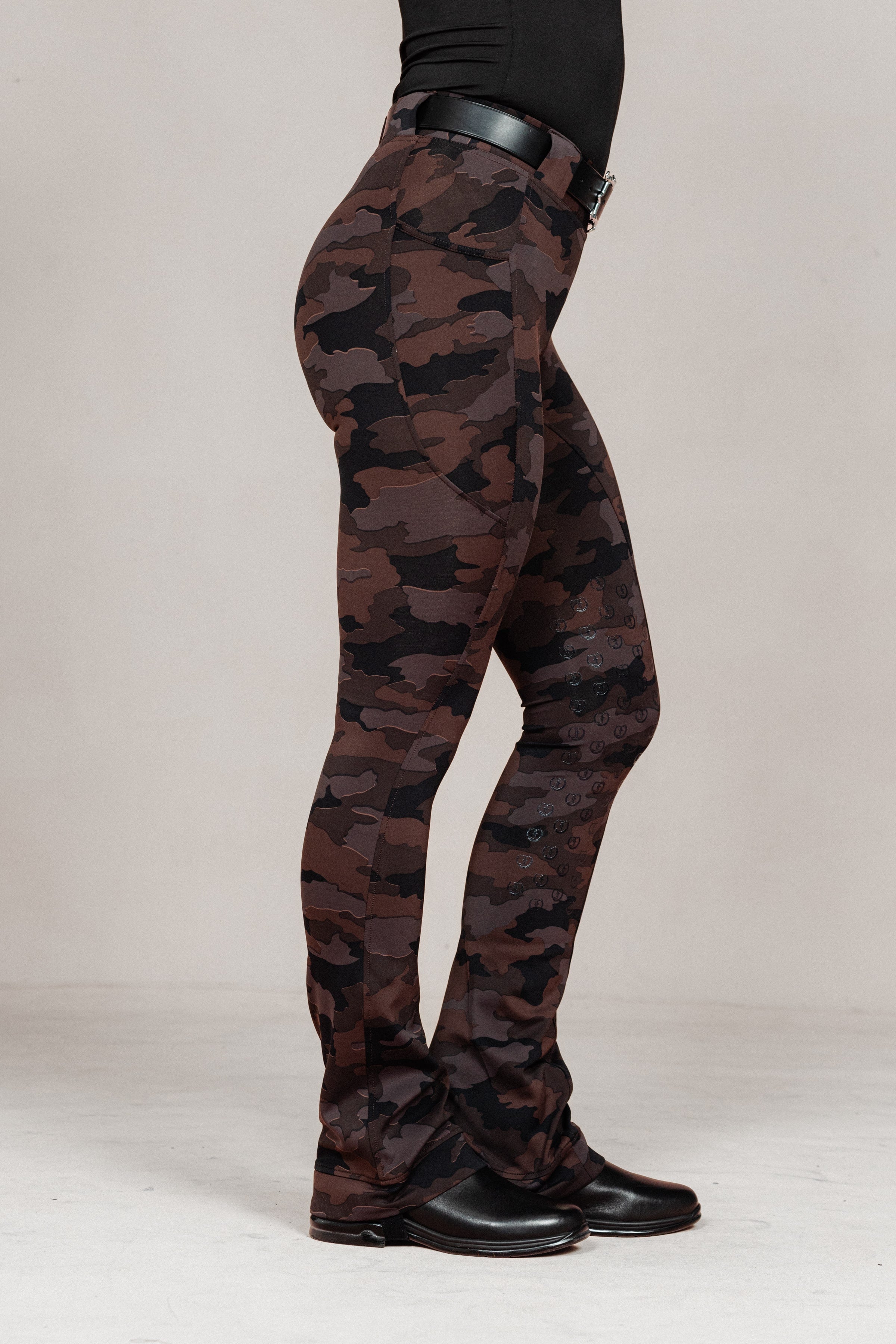 Stylish Tous les Jours Jods - Burgundy Camo by Freedman's – sleek, comfortable, and perfect for equestrian fashion. - Side View