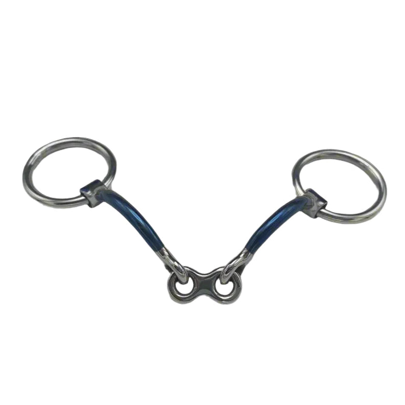 French Link Snaffle Bradoon Bit: Metal Bit with French Link Center and Loose Rings