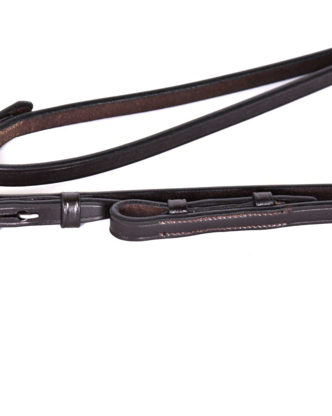 Leather Flat Reins for Horse Riding- Close up view.