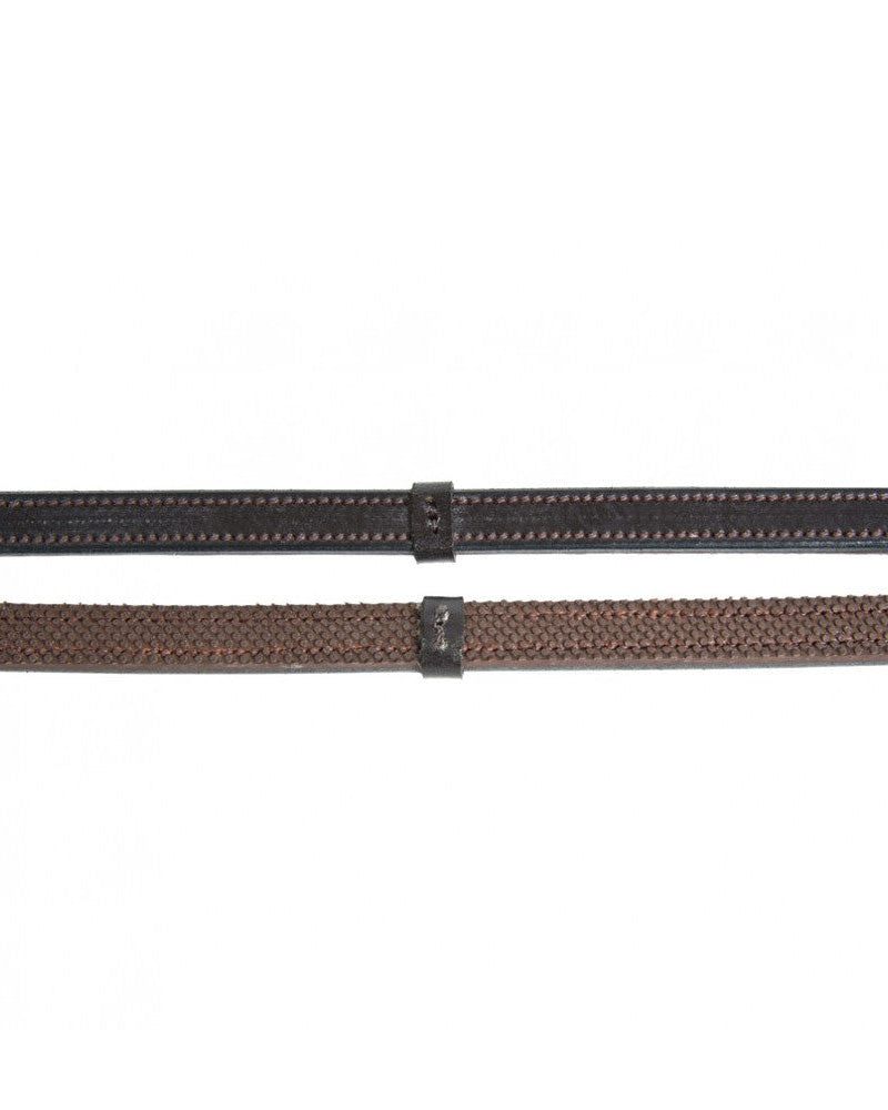 Inside Rubber Ratchet Reins: Leather Reins with Rubber Inside Grip, Ratchet Detailing, and Buckle Closures