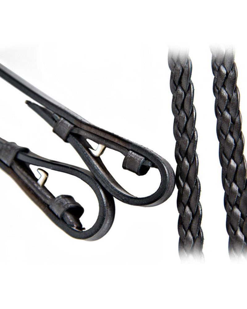 Close-up of Braided Reins (Plaited) on a white background.
