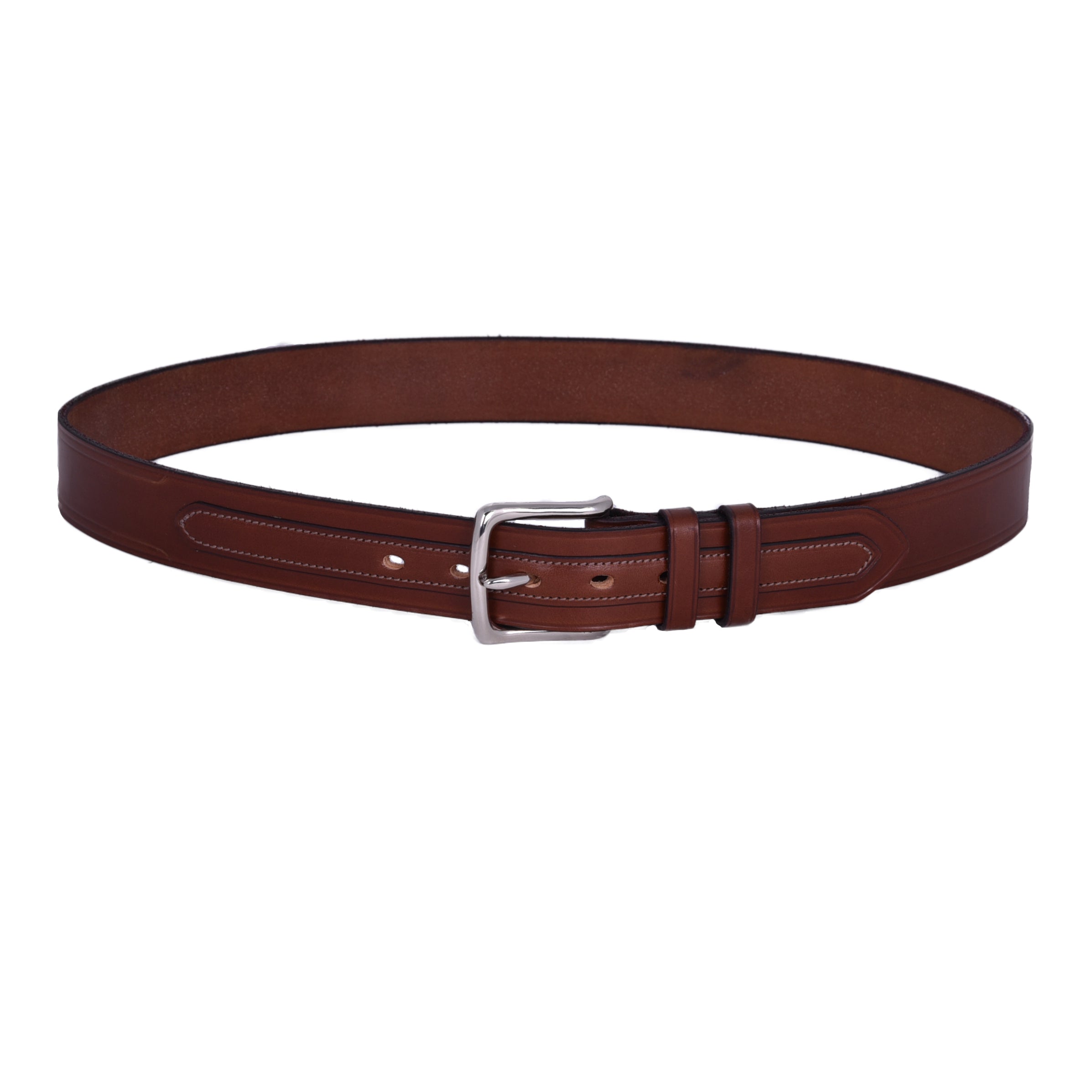 Brown Brooklyn 1 1/2" Overlay Belt on a white background.